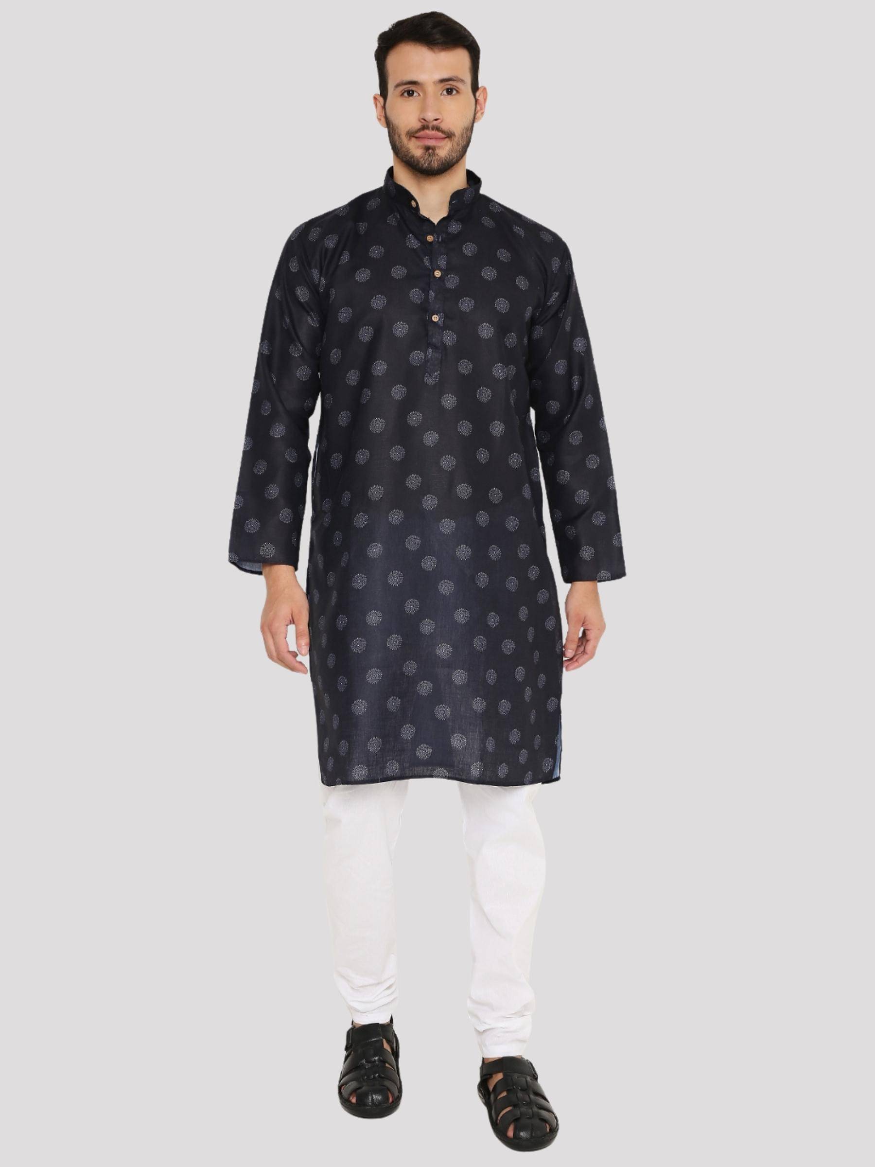     			Maharaja - Blue Linen Regular Fit Men's Kurta Pyjama Set ( Pack of 1 )