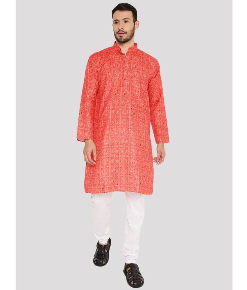 Maharaja - Coral Linen Regular Fit Men's Kurta Pyjama Set ( Pack of 1 ) Maharaja - Coral Linen Regular Fit Men's Kurta Pyjama Set ( Pack of 1 )