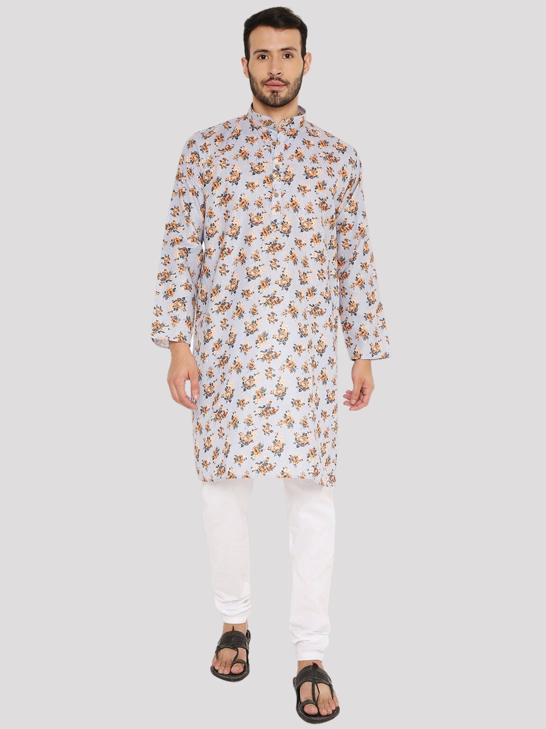 Maharaja - Light Grey Linen Regular Fit Men's Kurta Pyjama Set ( Pack of 1 ) Maharaja - Light Grey Linen Regular Fit Men's Kurta Pyjama Set ( Pack of 1 )