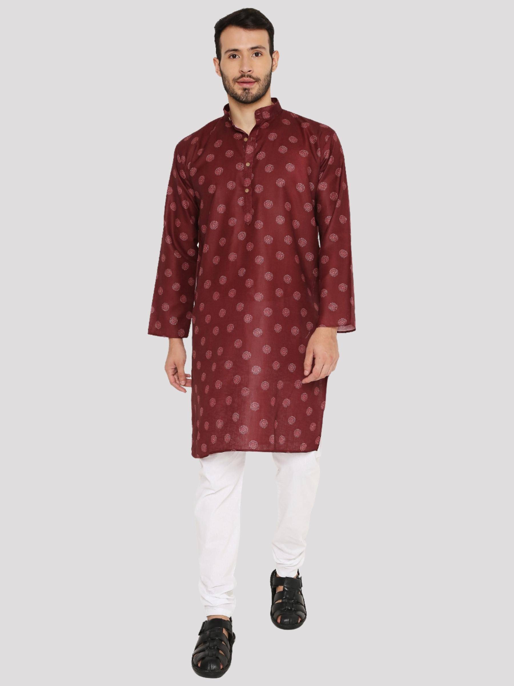     			Maharaja - Maroon Linen Regular Fit Men's Kurta Pyjama Set ( Pack of 1 )