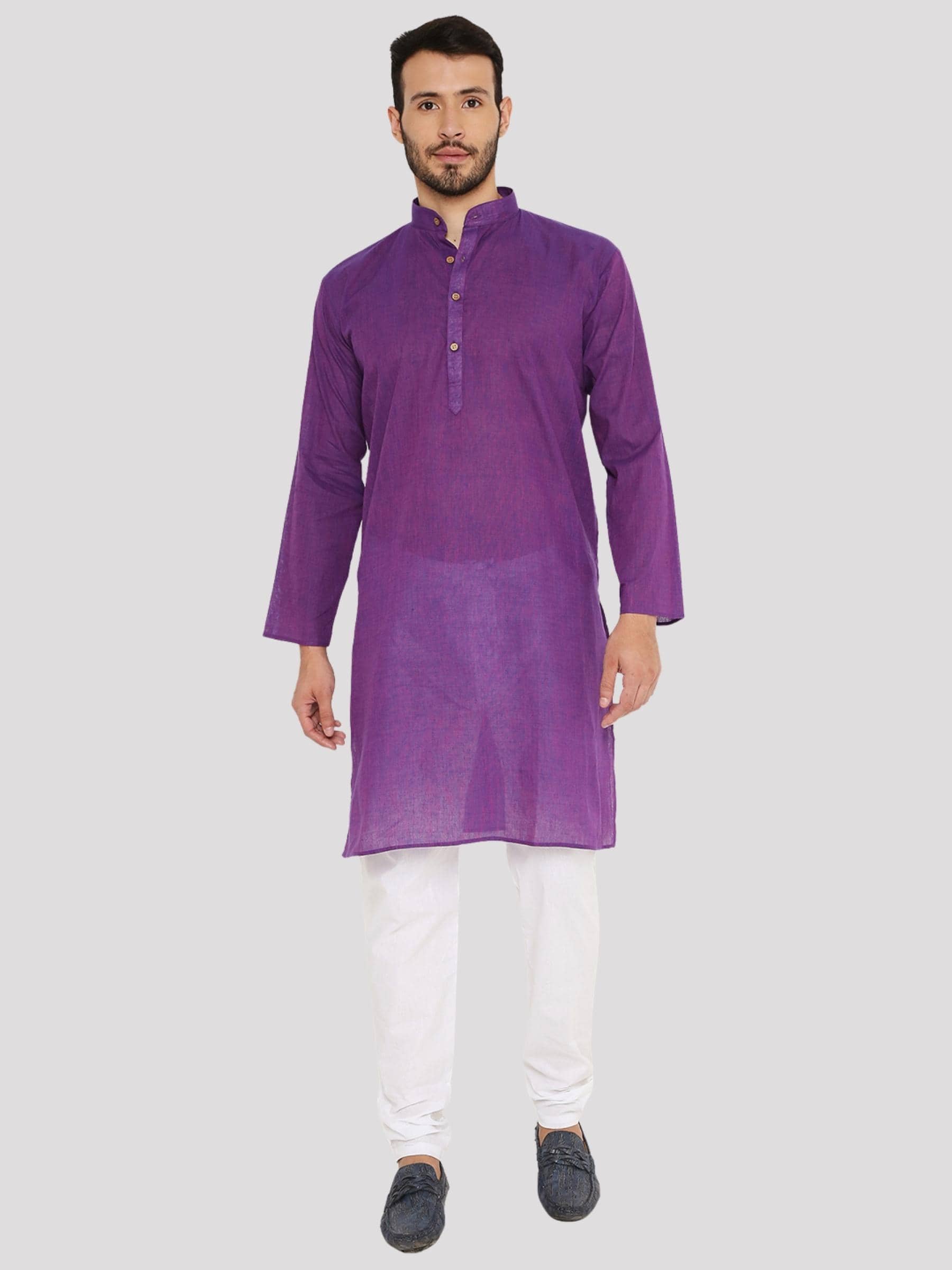 Maharaja - Purple Cotton Regular Fit Men's Kurta Pyjama Set ( Pack of 1 ) - Kurtas & Kurta Sets | Buy online on ZillyBuy