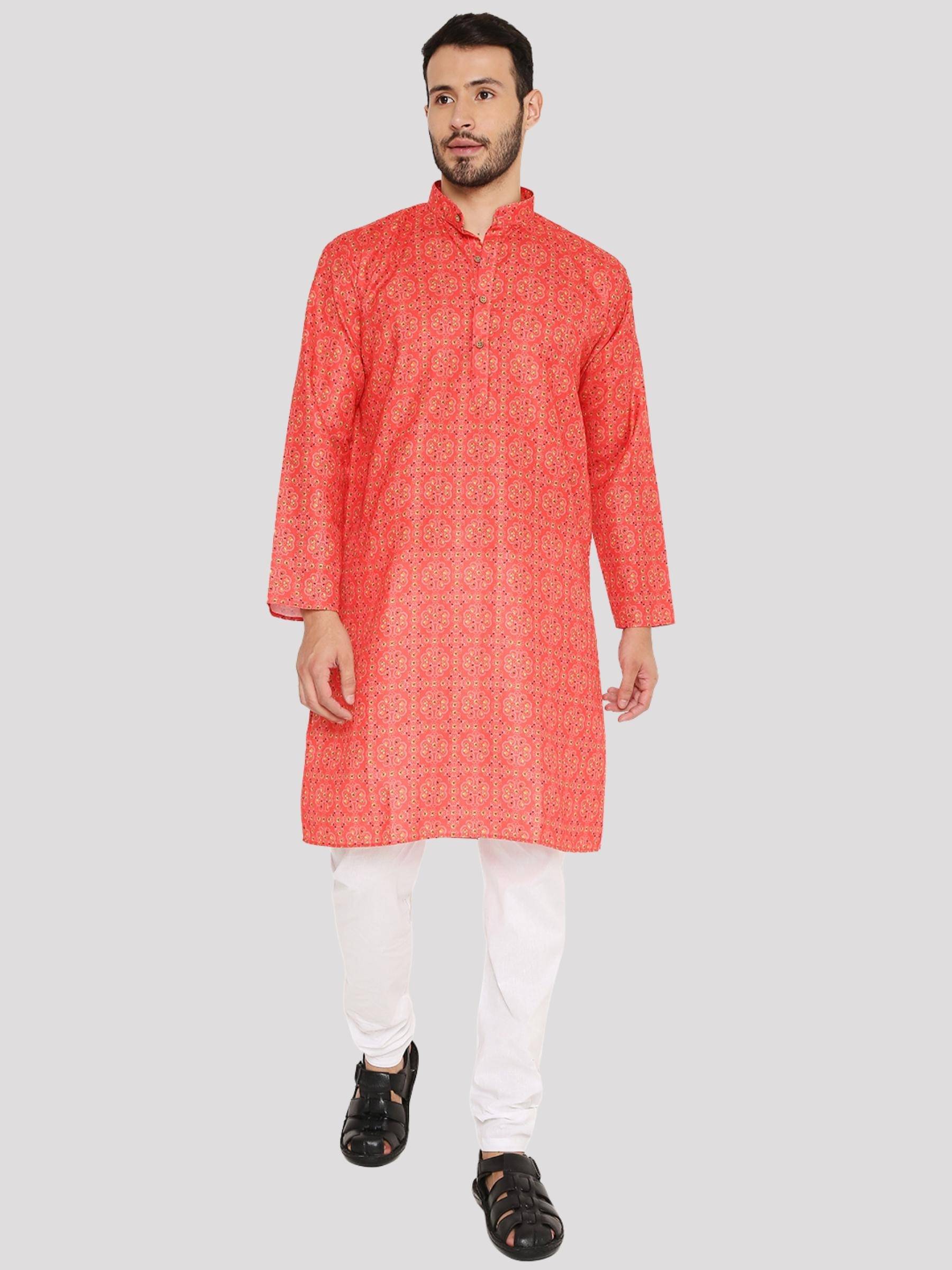     			Maharaja - Red Linen Regular Fit Men's Kurta Pyjama Set ( Pack of 1 )