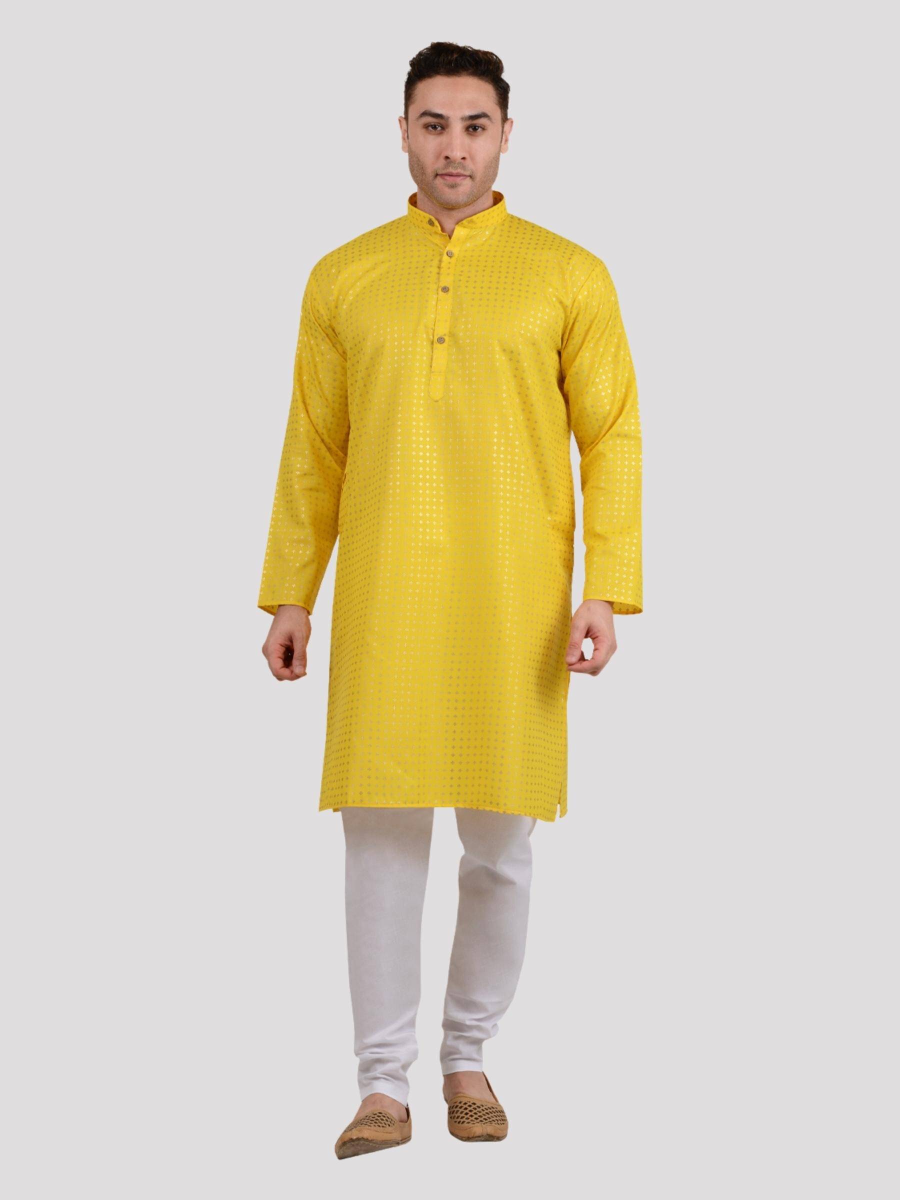     			Maharaja - Yellow Viscose Regular Fit Men's Kurta Pyjama Set ( Pack of 1 )