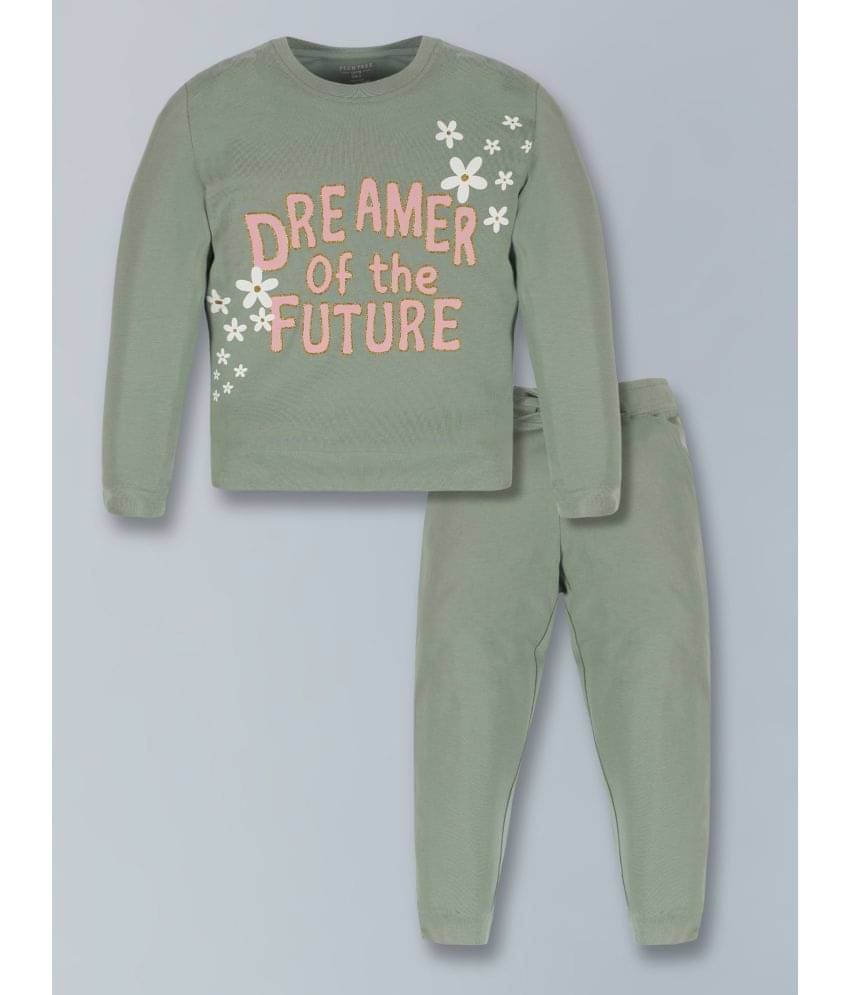     			PLUM TREE Pack of 1 Girls Cotton Blend Top With Joggers ( Green )