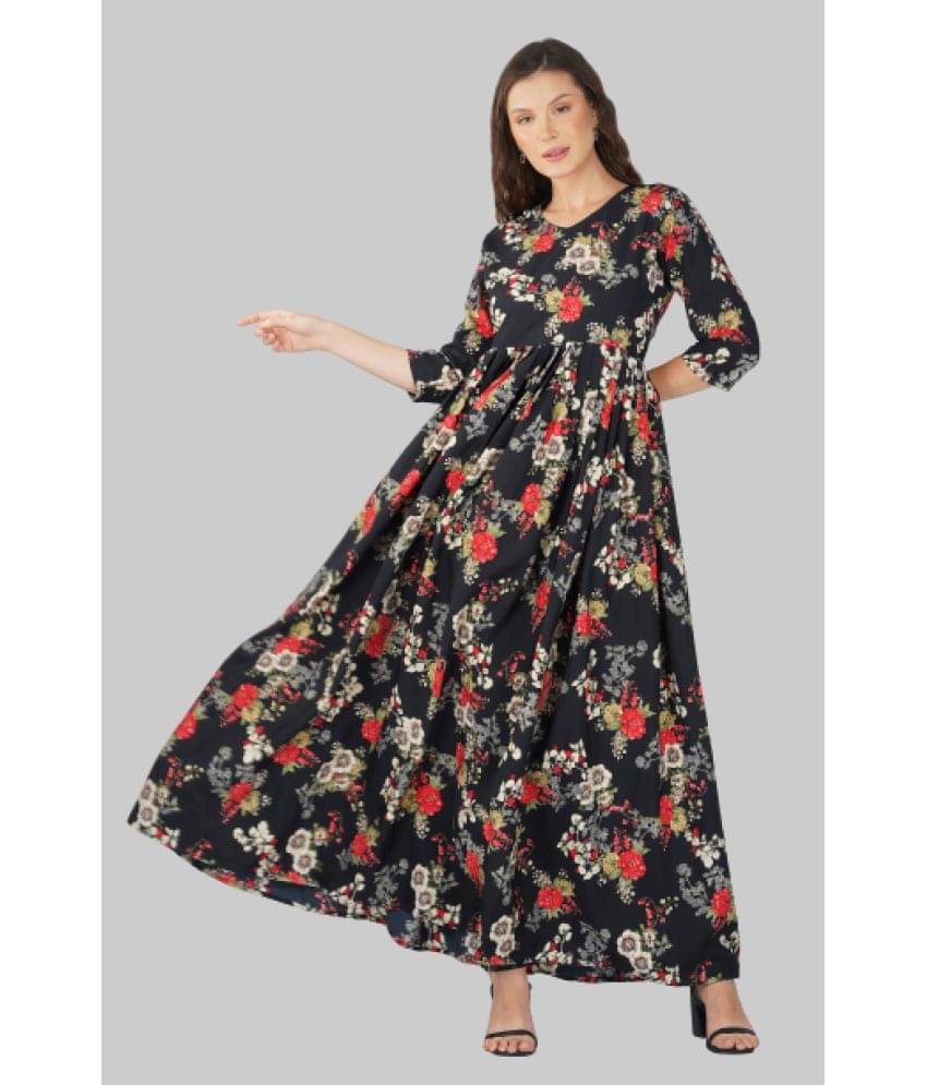 PRIJHON - Black Crepe Women's Anarkali Kurti ( Pack of 1 )     			PRIJHON - Black Crepe Women's Anarkali Kurti ( Pack of 1 )