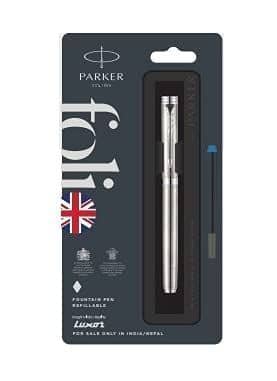 Parker Folio Stainless Steel with Steel Trim Fountain Pen