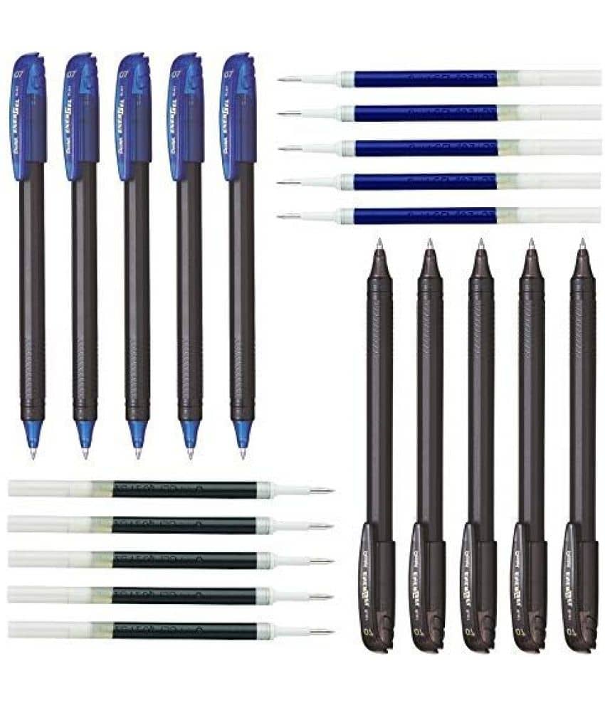 Pentel EnerGel 0.7mm Metal Tip (EnerGel Pen Blue 5, Black 5 & LR7 Refill Blue 5, Black 5)