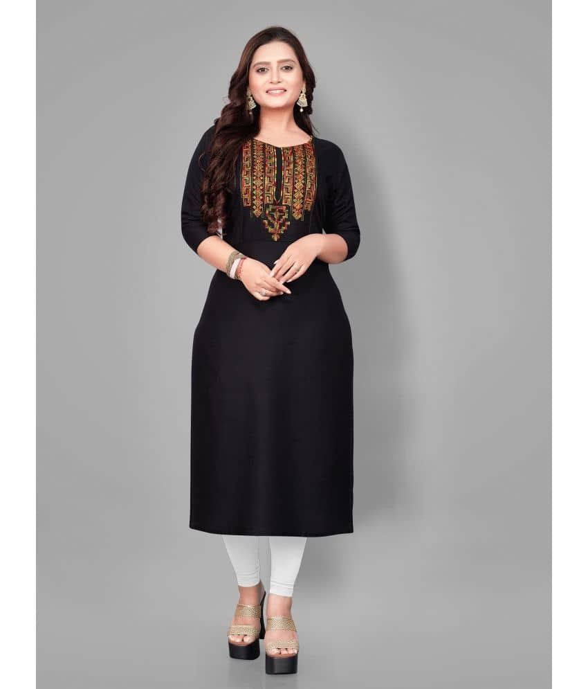 RIAANA - Black Rayon Women's Straight Kurti ( Pack of 1 ) - Kurtis, Tunics | Buy online on ZillyBuy