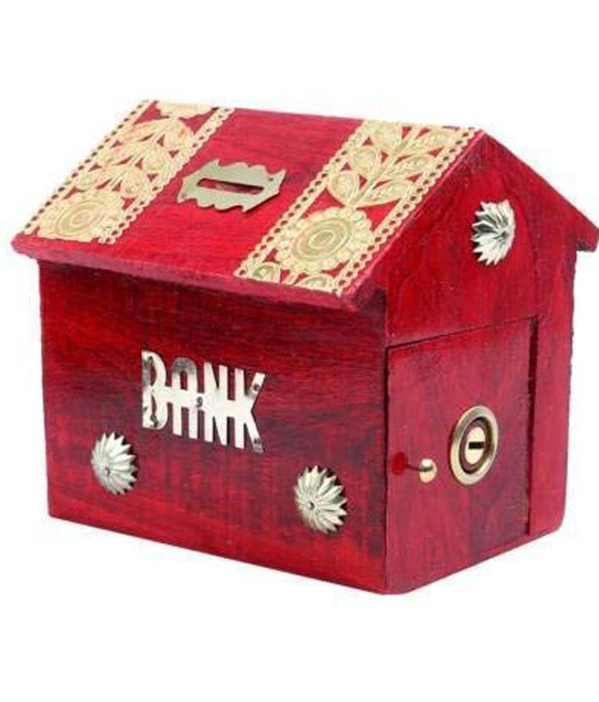     			SWH - Wood Red Piggy Bank ( Pack of 1 )