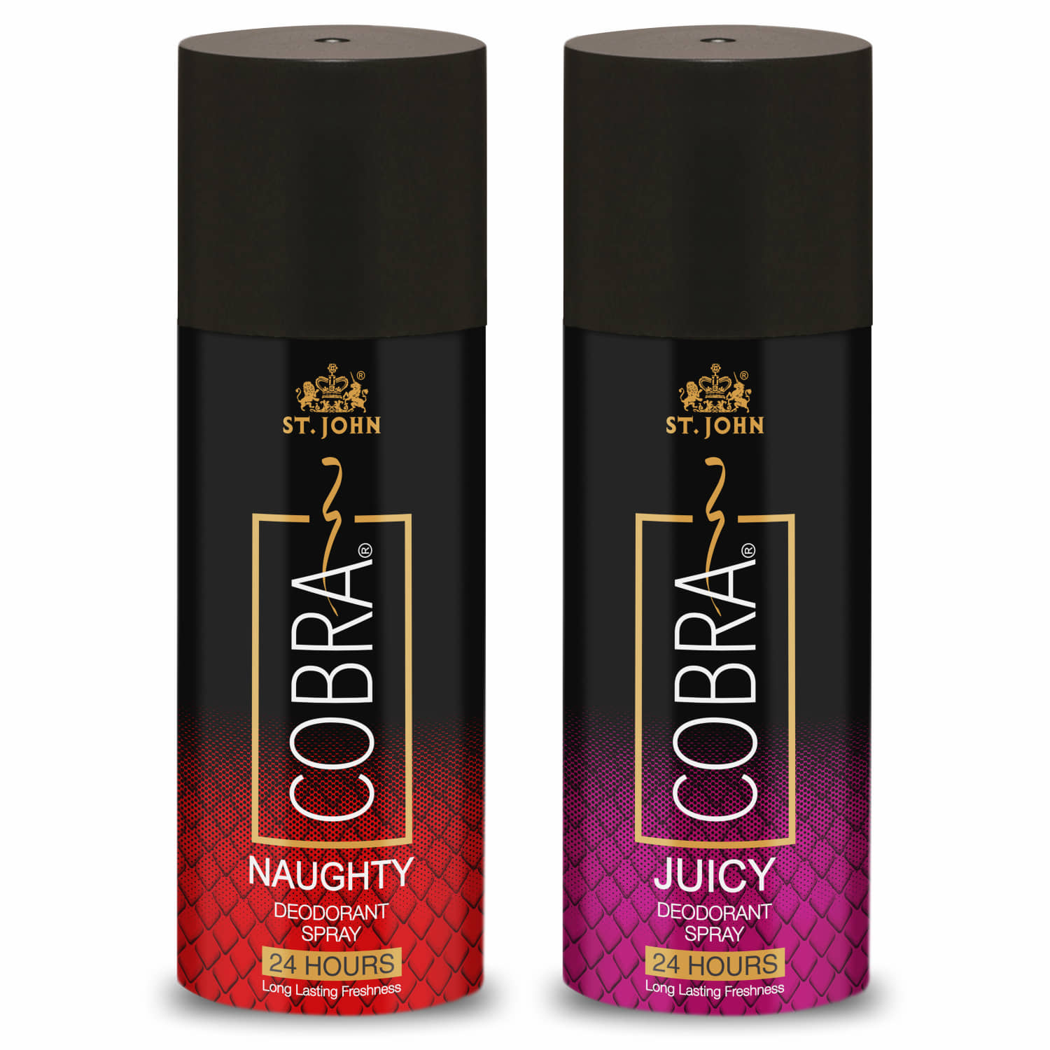 ST.JOHN Cobra Naughty & Juicy Deodorant Spray for Men 150ml Each (300ml) - Pack of 2