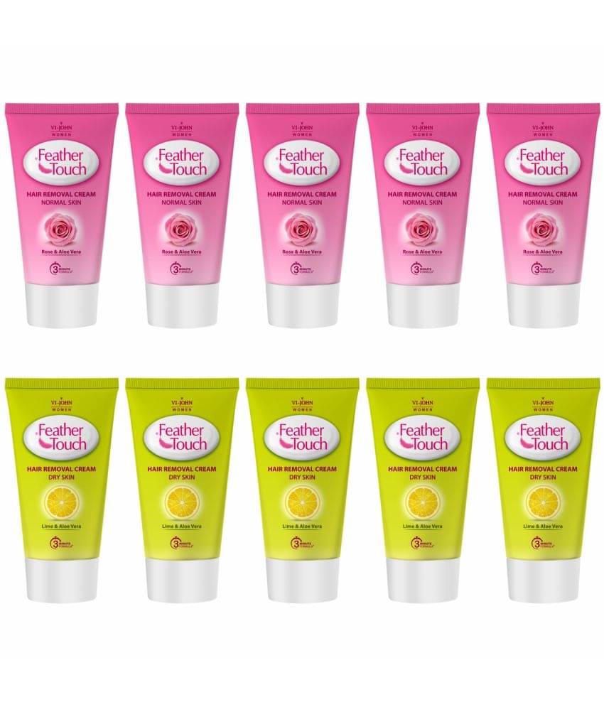     			VI-JOHN Feather Touch Rose Aloevera & Lime Aloevera Hair Removal Cream 40g Each (400g) - Pack of 10
