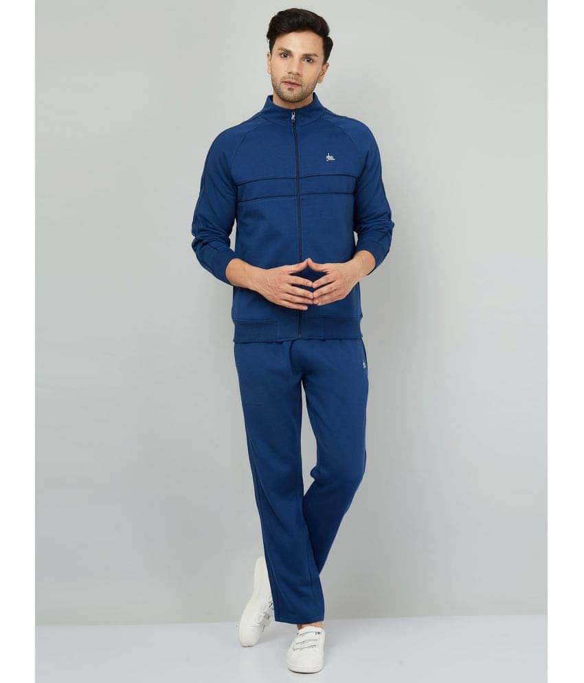 YHA - Indigo Fleece Regular Fit Men's Tracksuit ( Pack of 1 ) YHA - Indigo Fleece Regular Fit Men's Tracksuit ( Pack of 1 )