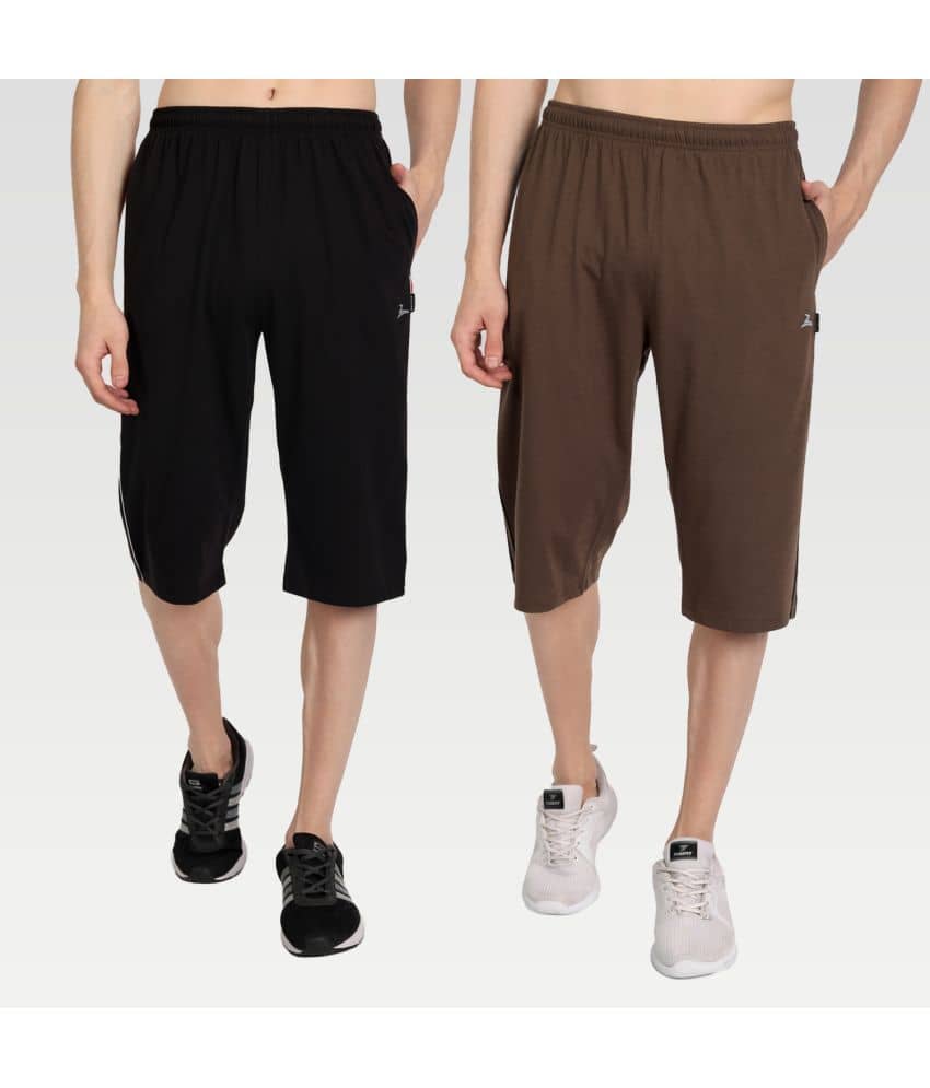Zeffit - Multi Cotton Blend Men's Three-Fourths ( Pack of 2 ) - Shorts | Buy online on ZillyBuy