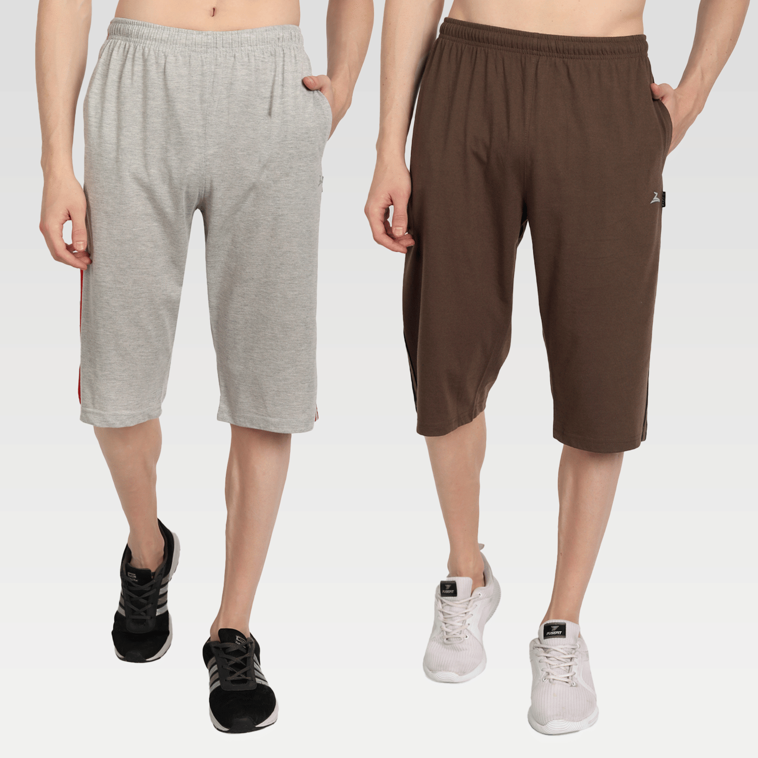 Zeffit - Multi Cotton Blend Men's Three-Fourths ( Pack of 2 ) - Shorts | Buy online on ZillyBuy