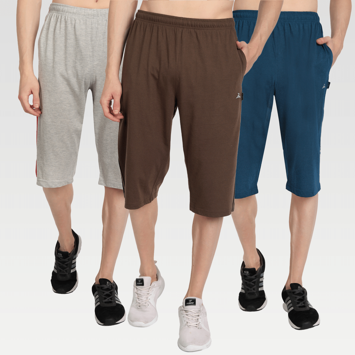 Zeffit - Multi Cotton Blend Men's Three-Fourths ( Pack of 3 ) Zeffit - Multi Cotton Blend Men's Three-Fourths ( Pack of 3 )