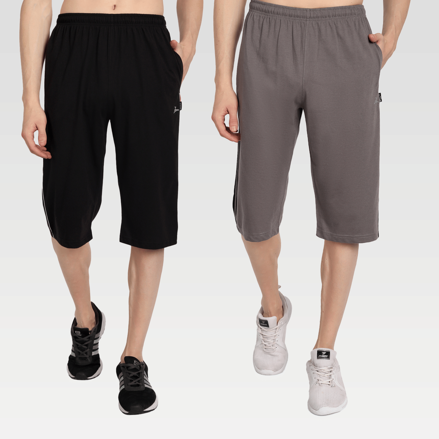 Zeffit - Multi Cotton Blend Men's Three-Fourths ( Pack of 2 ) - Shorts | Buy online on ZillyBuy