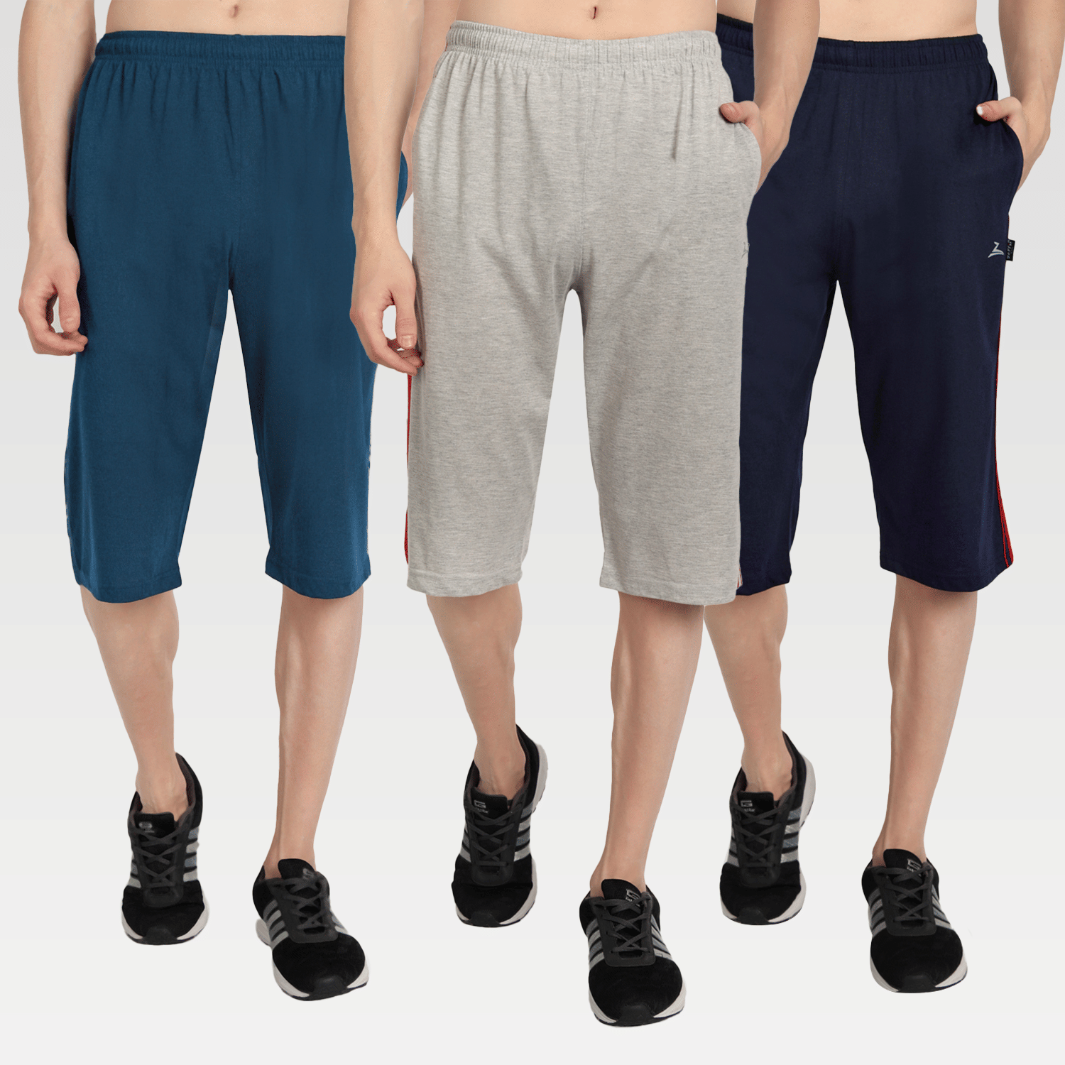 Zeffit - Multi Cotton Blend Men's Three-Fourths ( Pack of 3 ) - Shorts | Buy online on ZillyBuy