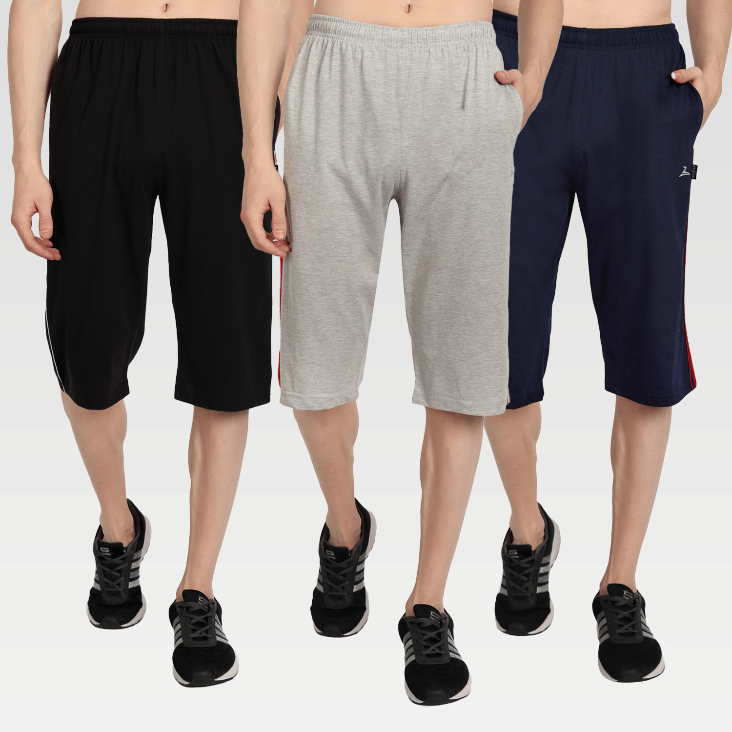 Zeffit - Multi Cotton Blend Men's Three-Fourths ( Pack of 3 ) - Shorts | Buy online on ZillyBuy