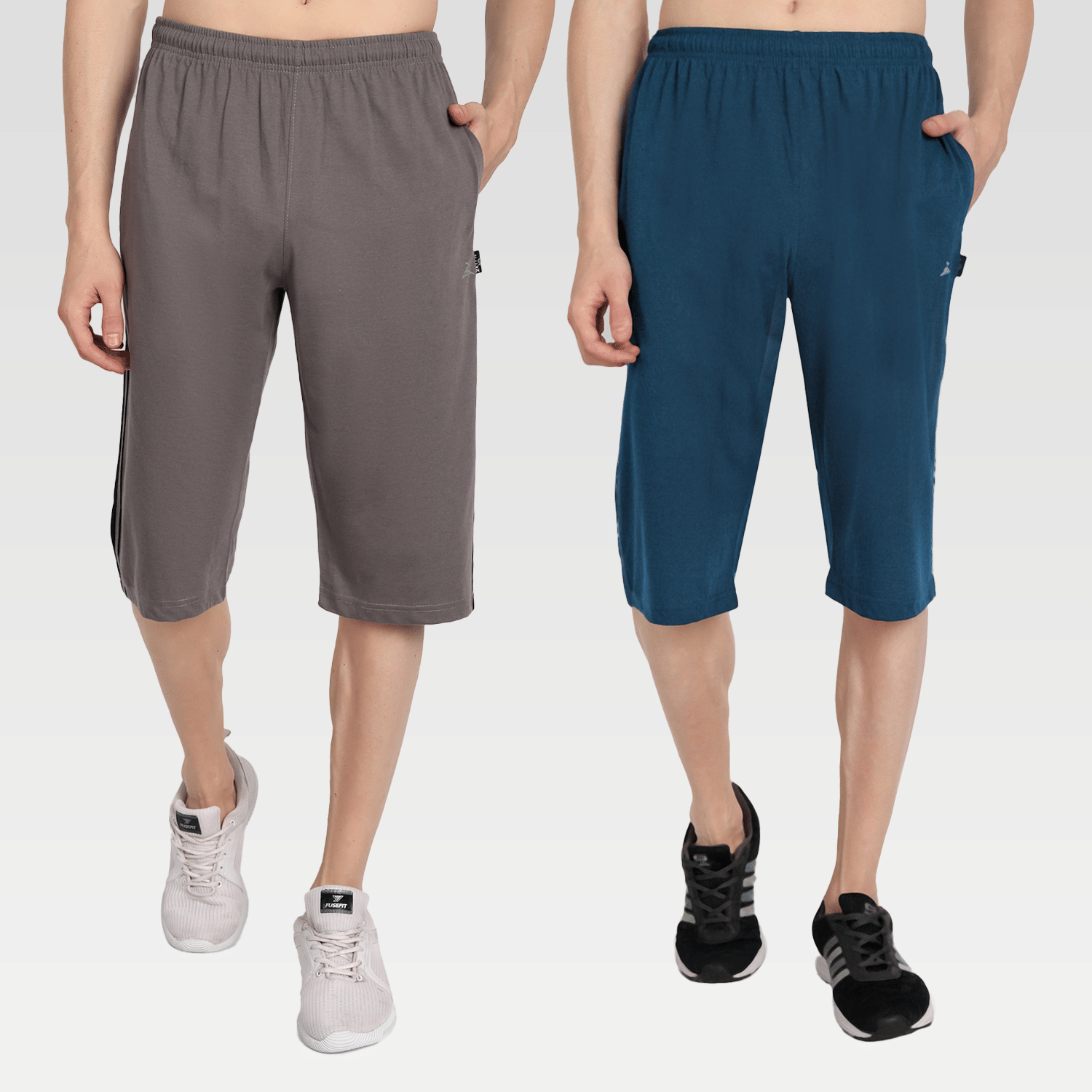 Zeffit - Multi Cotton Blend Men's Three-Fourths ( Pack of 2 ) - Shorts | Buy online on ZillyBuy