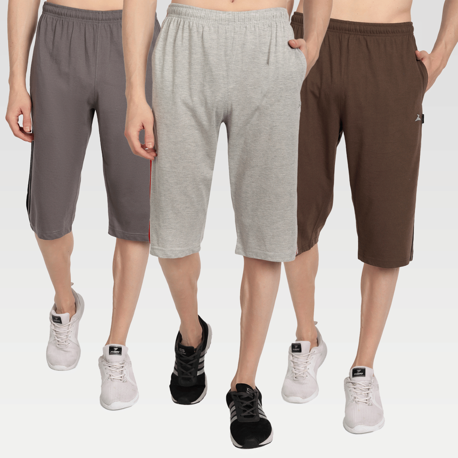 Zeffit - Multi Cotton Blend Men's Three-Fourths ( Pack of 3 ) Zeffit - Multi Cotton Blend Men's Three-Fourths ( Pack of 3 )