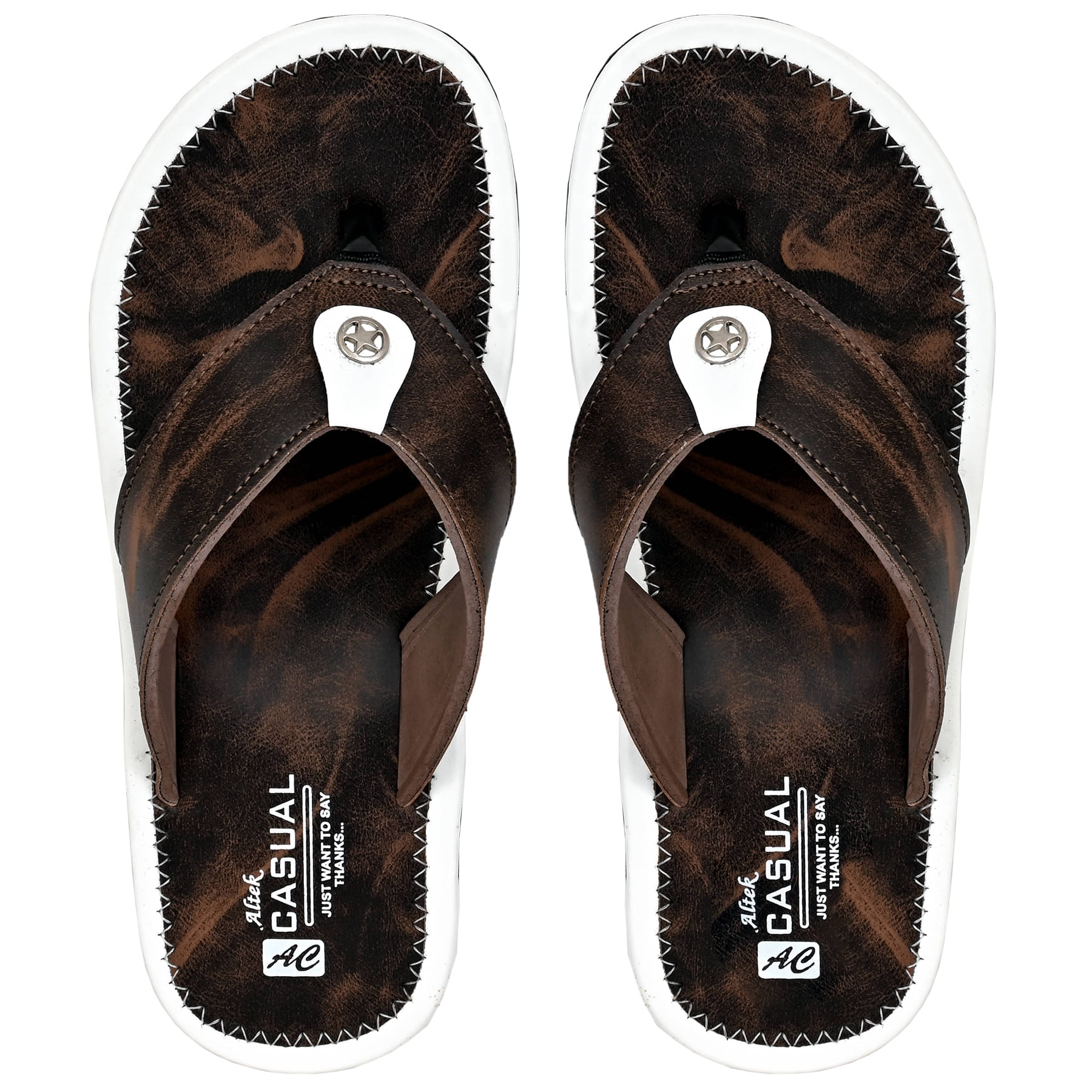     			Altek - Brown Men's Thong Flip Flop