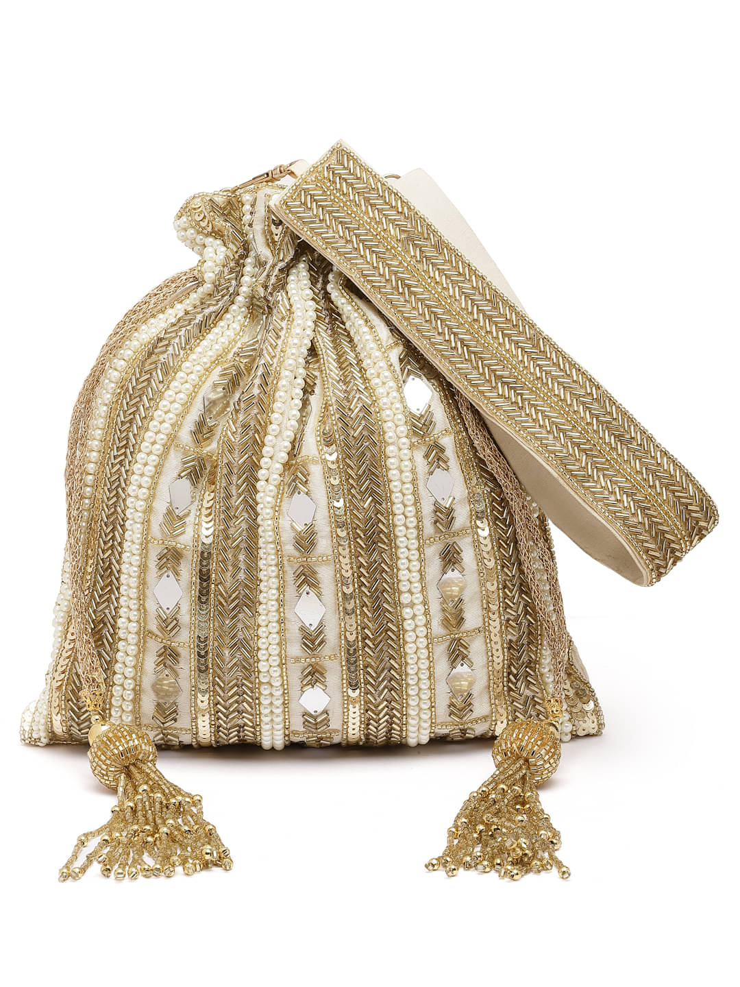     			Anekaant - Beige Silk Potli