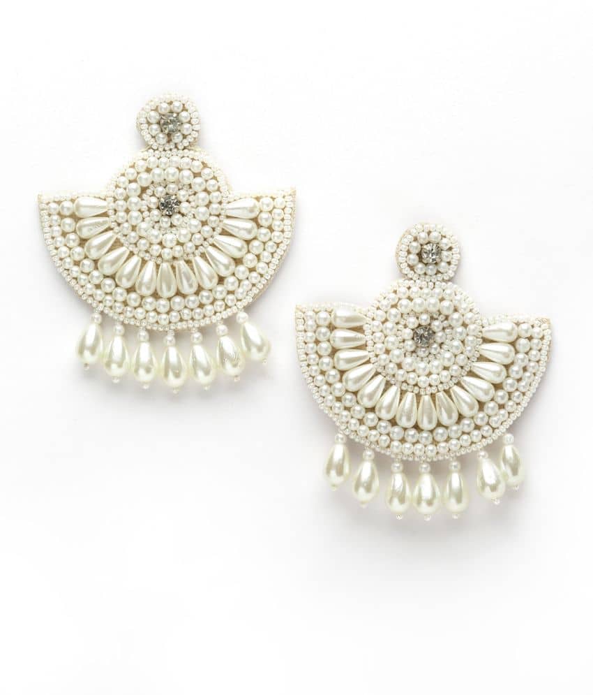 Anekaant - White Danglers Earrings ( Pack of 1 ) - Earrings | Buy online on ZillyBuy