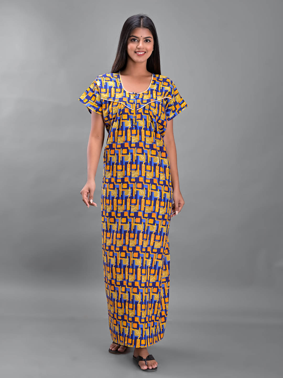     			Apratim - Blue Cotton Women's Nightwear Nighty & Night Gowns ( Pack of 1 )