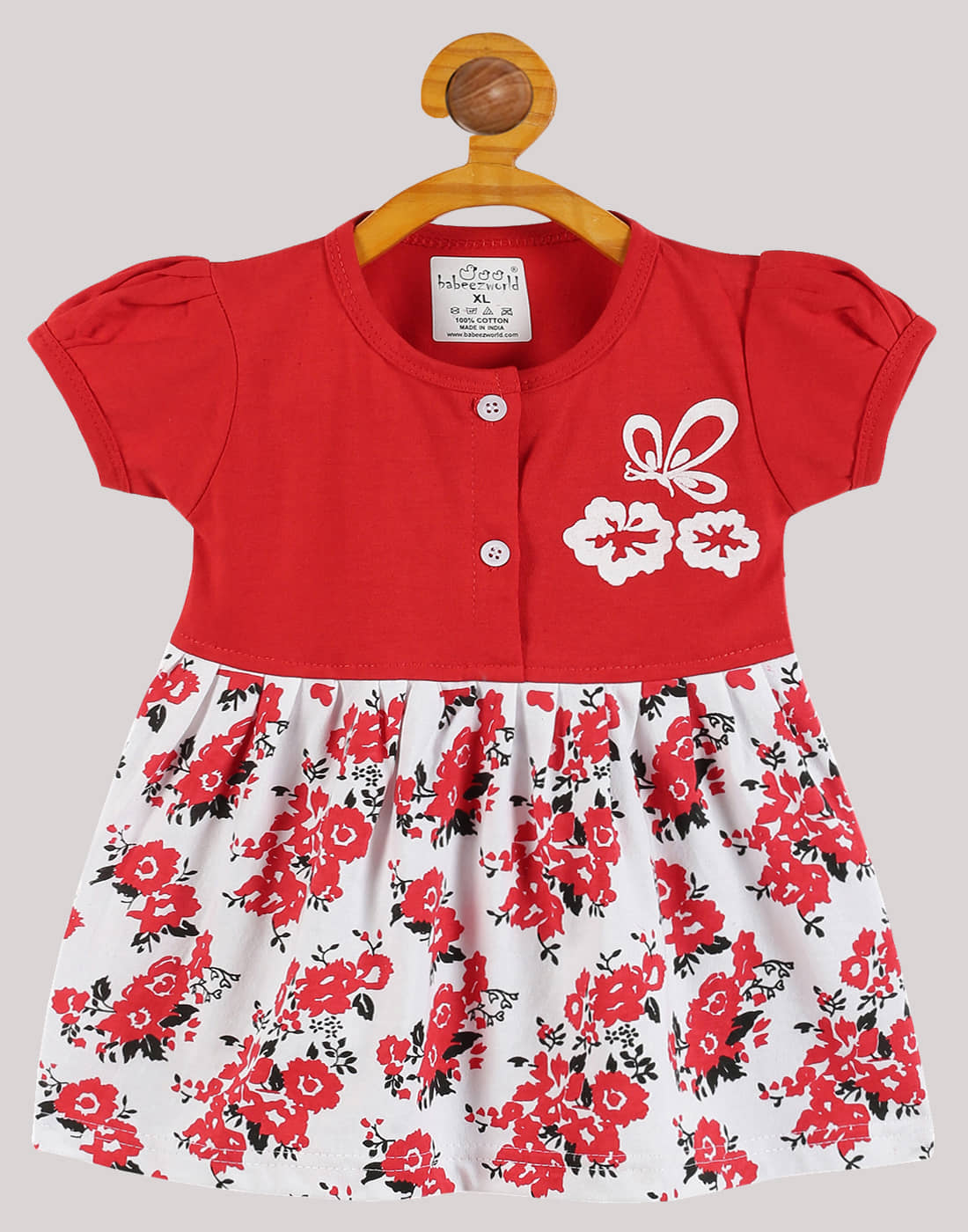Babeezworld Pack of 1 Baby Girls Cotton Dress ( Pink )