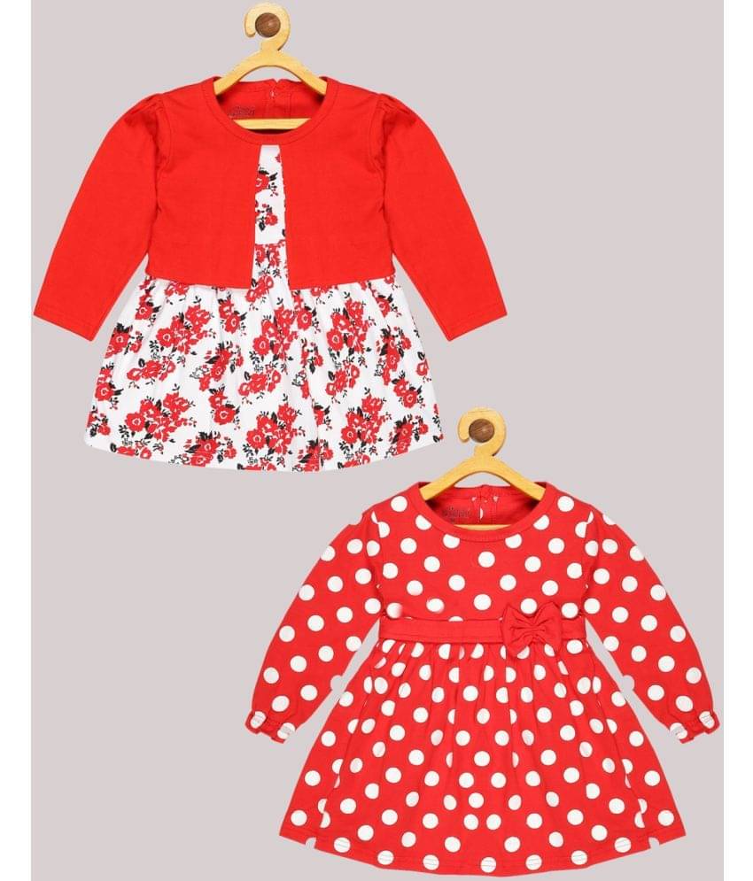     			Babeezworld - Red & White Cotton Girls Frock ( Pack of 2 )