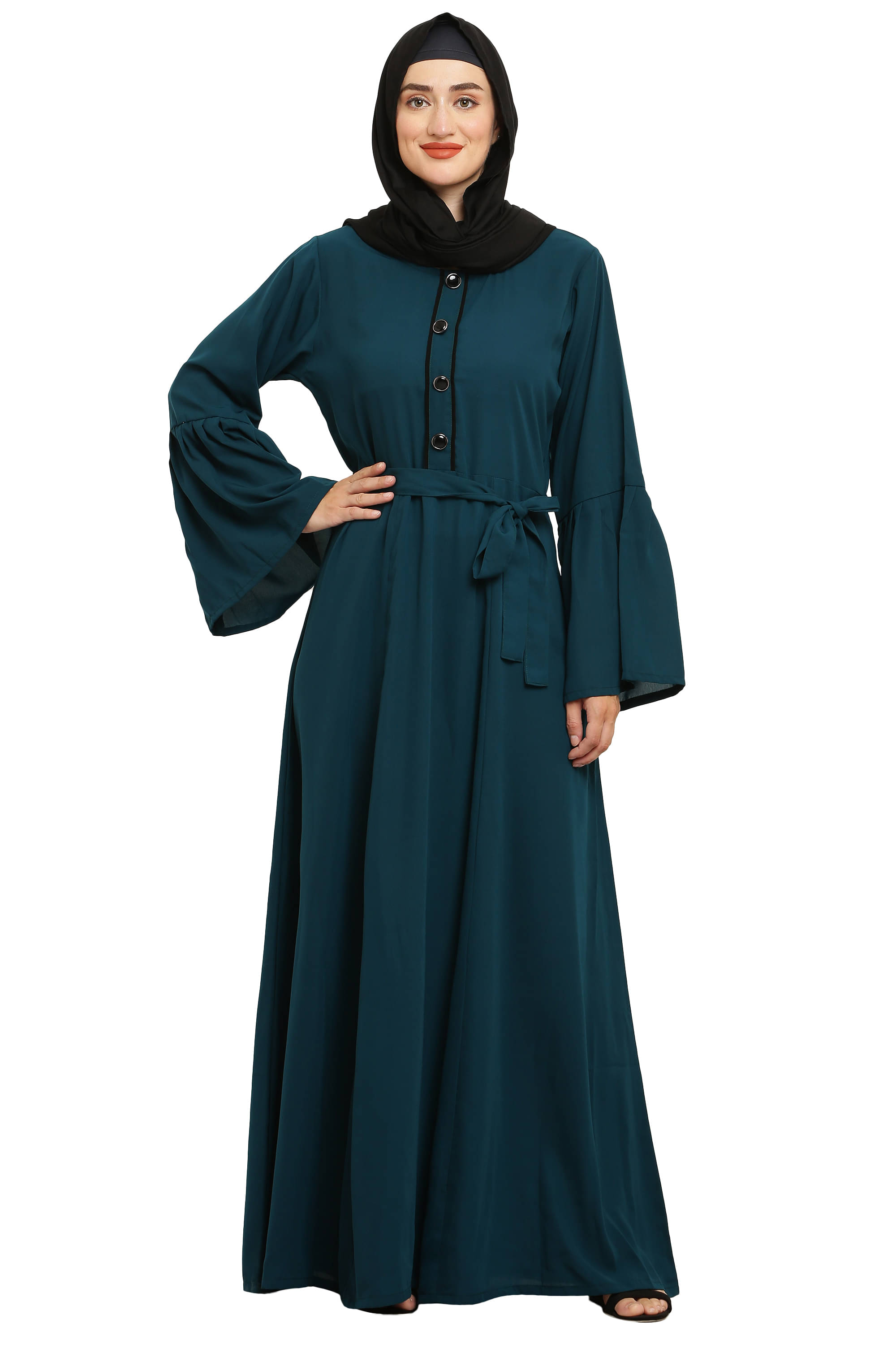     			Burbi Green Polyester Stitched Burqas without Hijab - Single