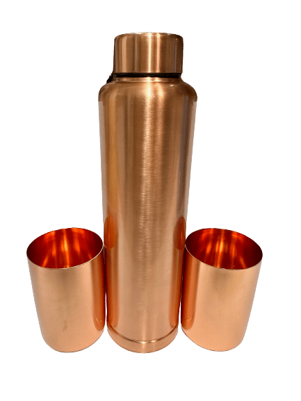     			Dynore Copper plated glass & bottle set Copper Steel Water Bottle 900 mL ( Set of 3 )