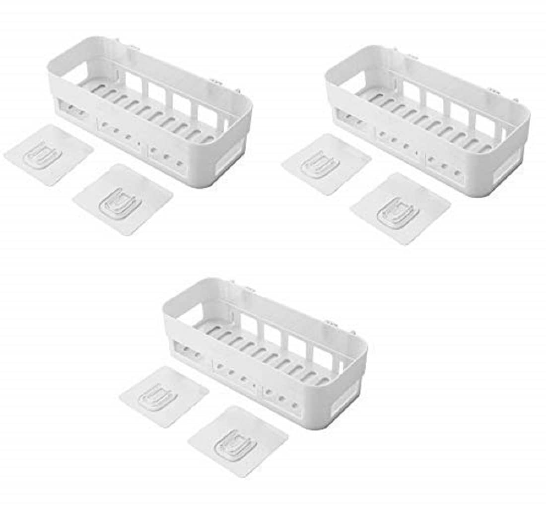 EIGHTEEN ENTERPRISE - White Plastic Storage Racks ( Pack of 3 )