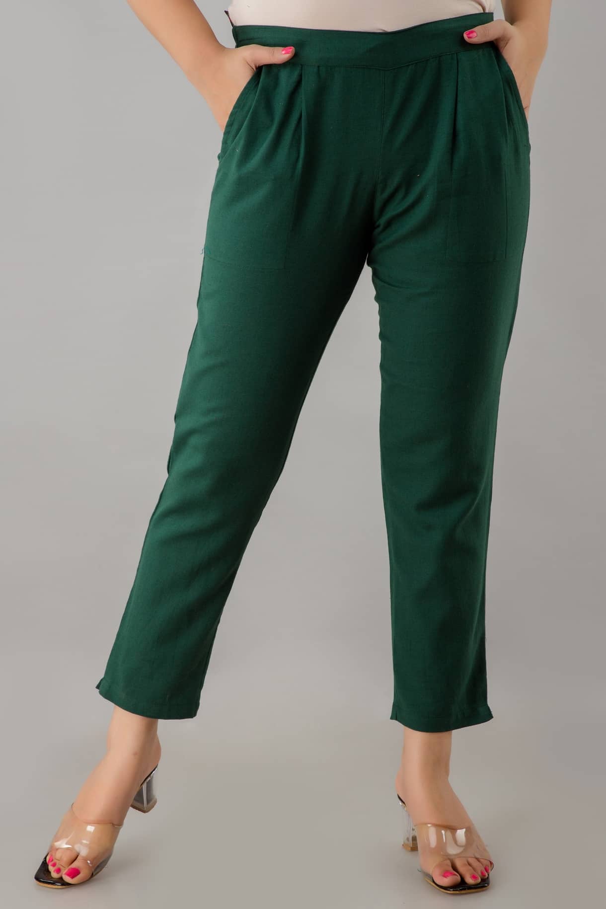 FabbibaPrints - Green Cotton Regular Women's Casual Pants ( Pack of 1 ) - Trousers | Buy online on ZillyBuy