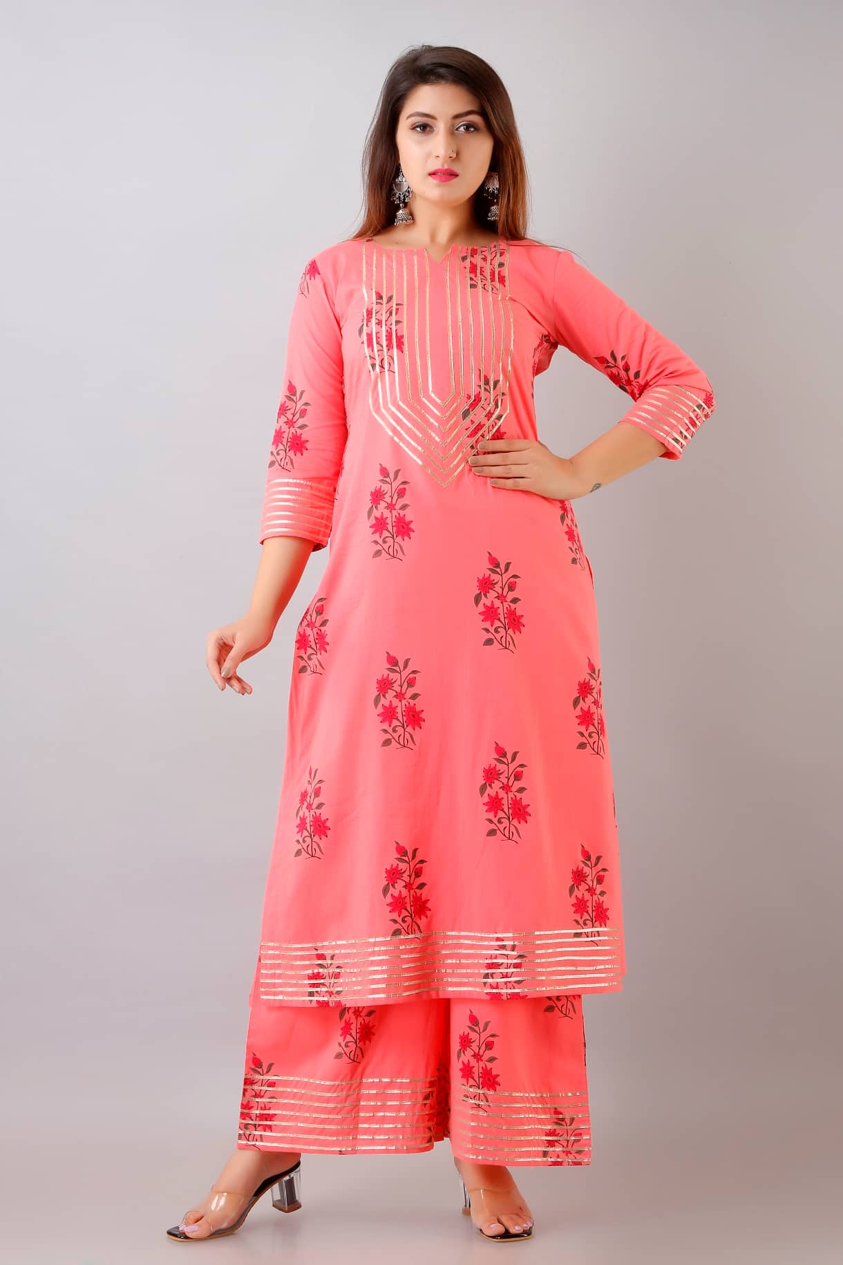 FabbibaPrints - Pink Straight Rayon Women's Stitched Salwar Suit ( Pack of 1 )