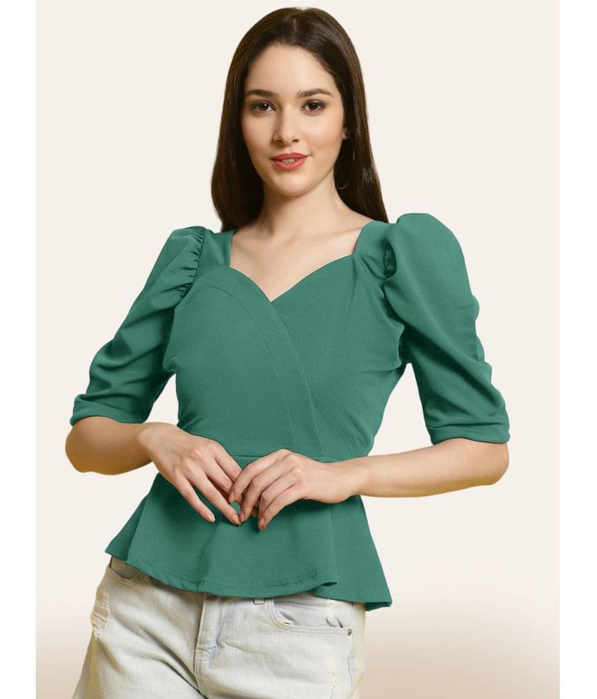     			Fabflee Women's Polyester Peplum Top ( Green )