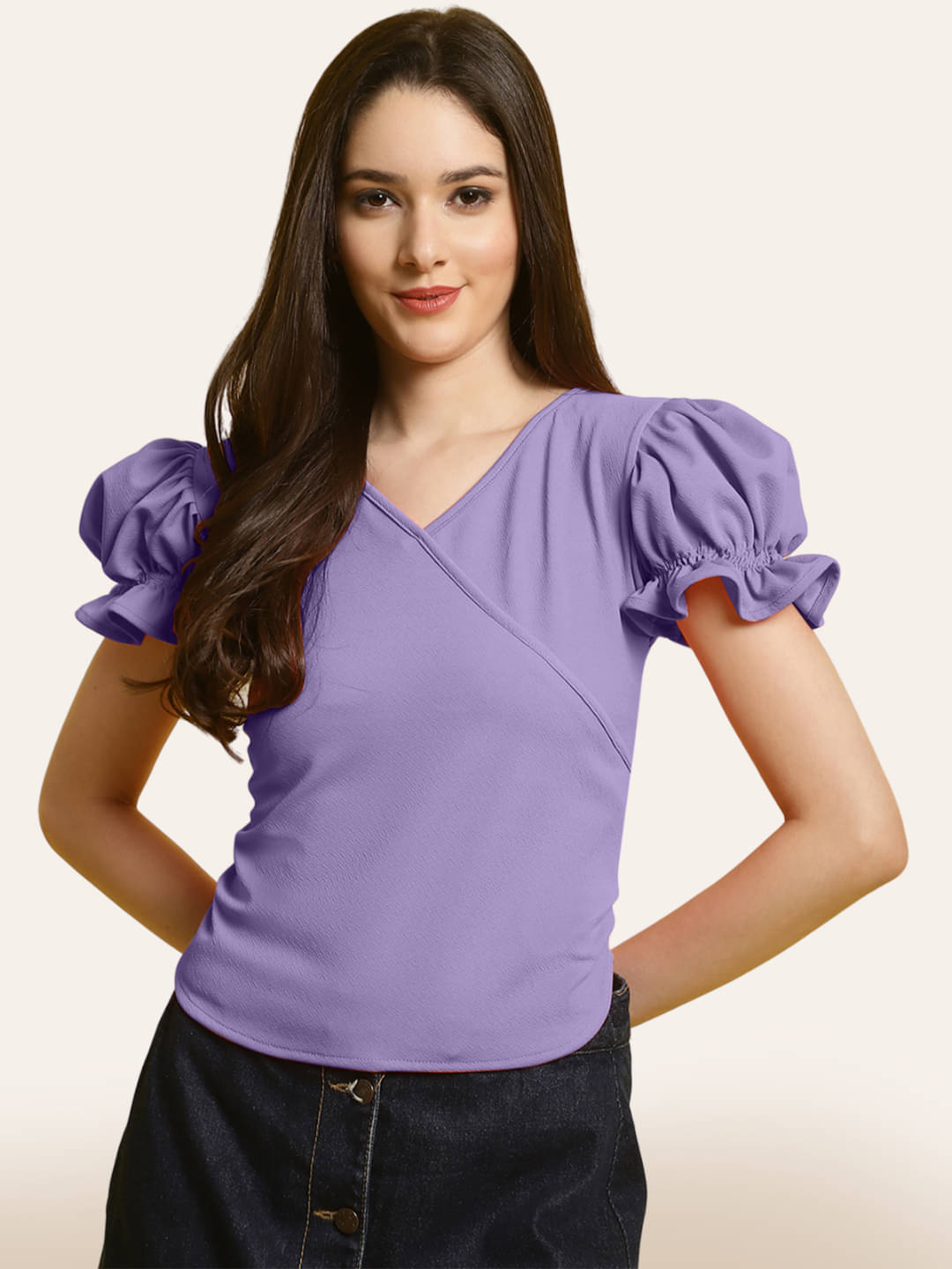     			Fabflee Women's Polyester Wrap Top ( Purple )