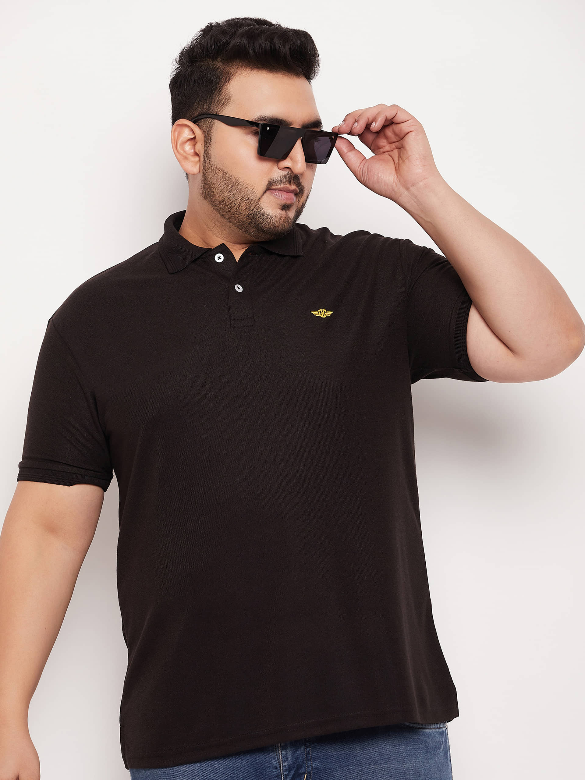 GET GOLF Pack of 1 Cotton Blend Regular Fit Solid Half Sleeves Men's Polo T Shirt ( Black )