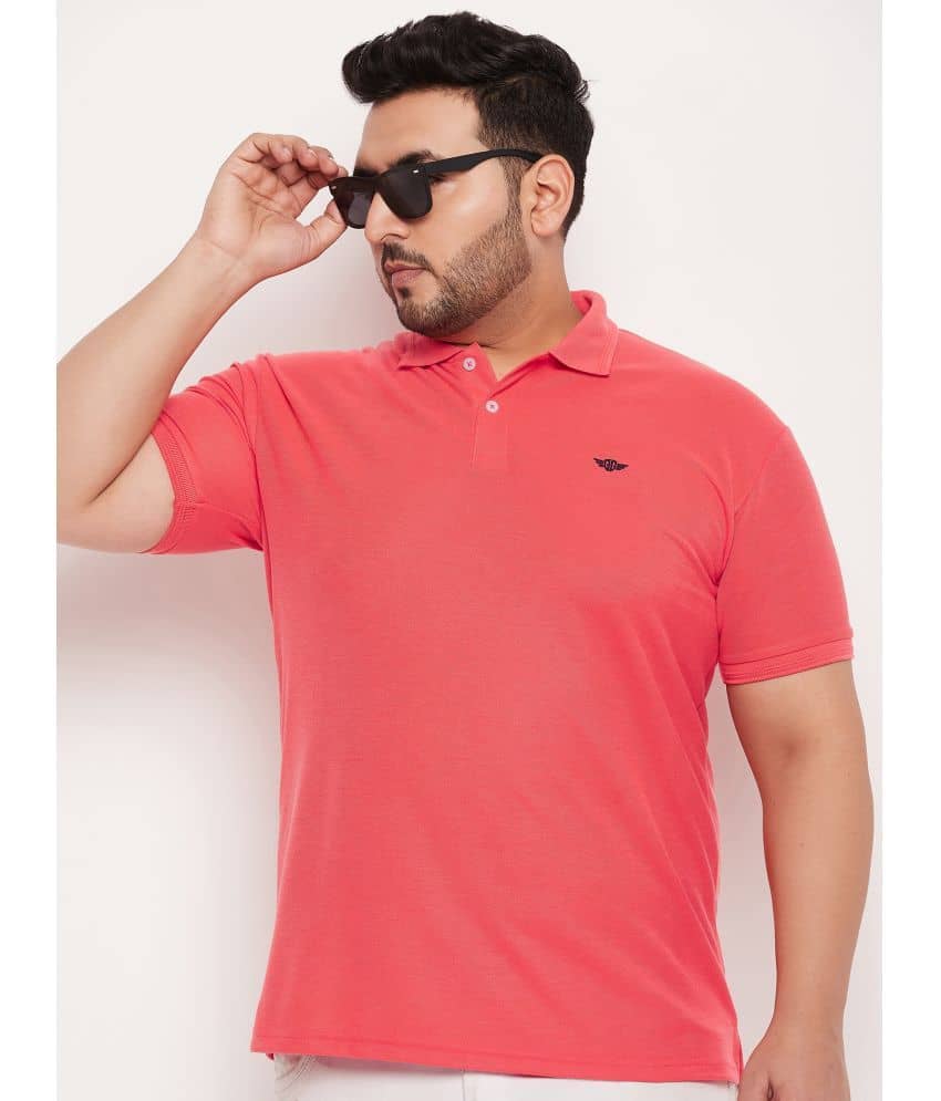 GET GOLF Pack of 1 Cotton Blend Regular Fit Solid Half Sleeves Men's Polo T Shirt ( Coral )