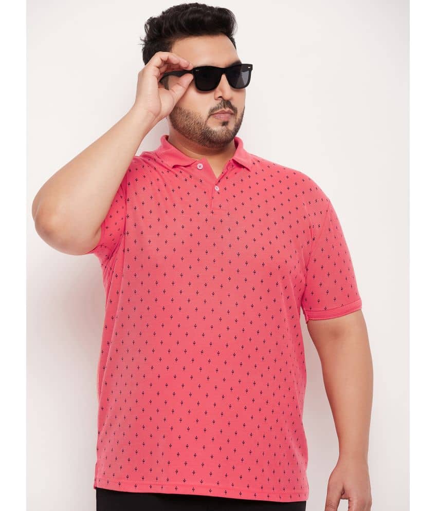GET GOLF Pack of 1 Cotton Blend Regular Fit Printed Half Sleeves Men's Polo T Shirt ( Coral )