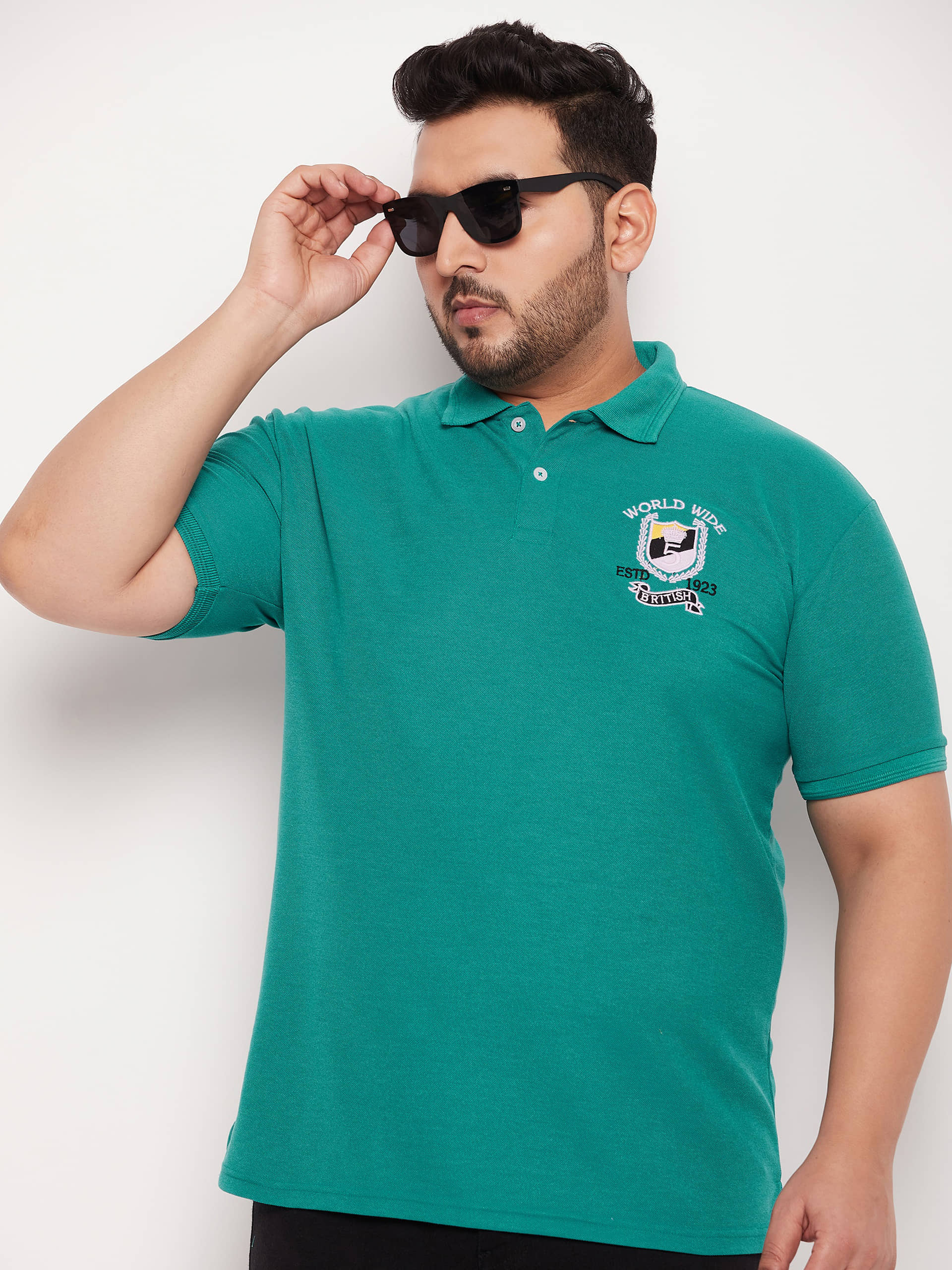 GET GOLF Pack of 1 Cotton Blend Regular Fit Embroidered Half Sleeves Men's Polo T Shirt ( Green )
