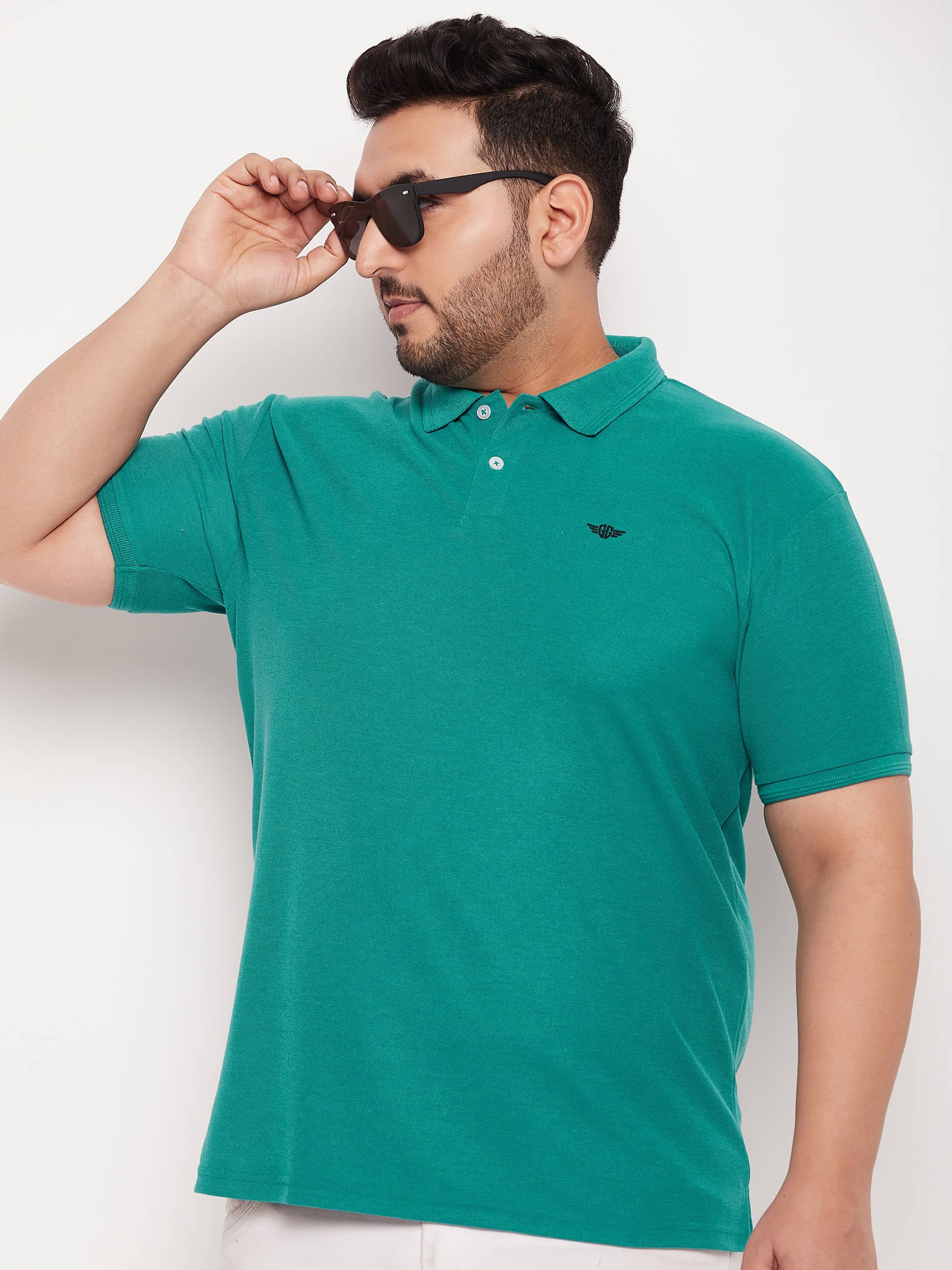 GET GOLF Pack of 1 Cotton Blend Regular Fit Solid Half Sleeves Men's Polo T Shirt ( Green )