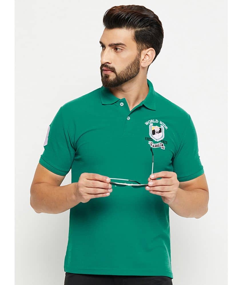 GET GOLF Pack of 1 Cotton Blend Regular Fit Solid Half Sleeves Men's Polo T Shirt ( Green )