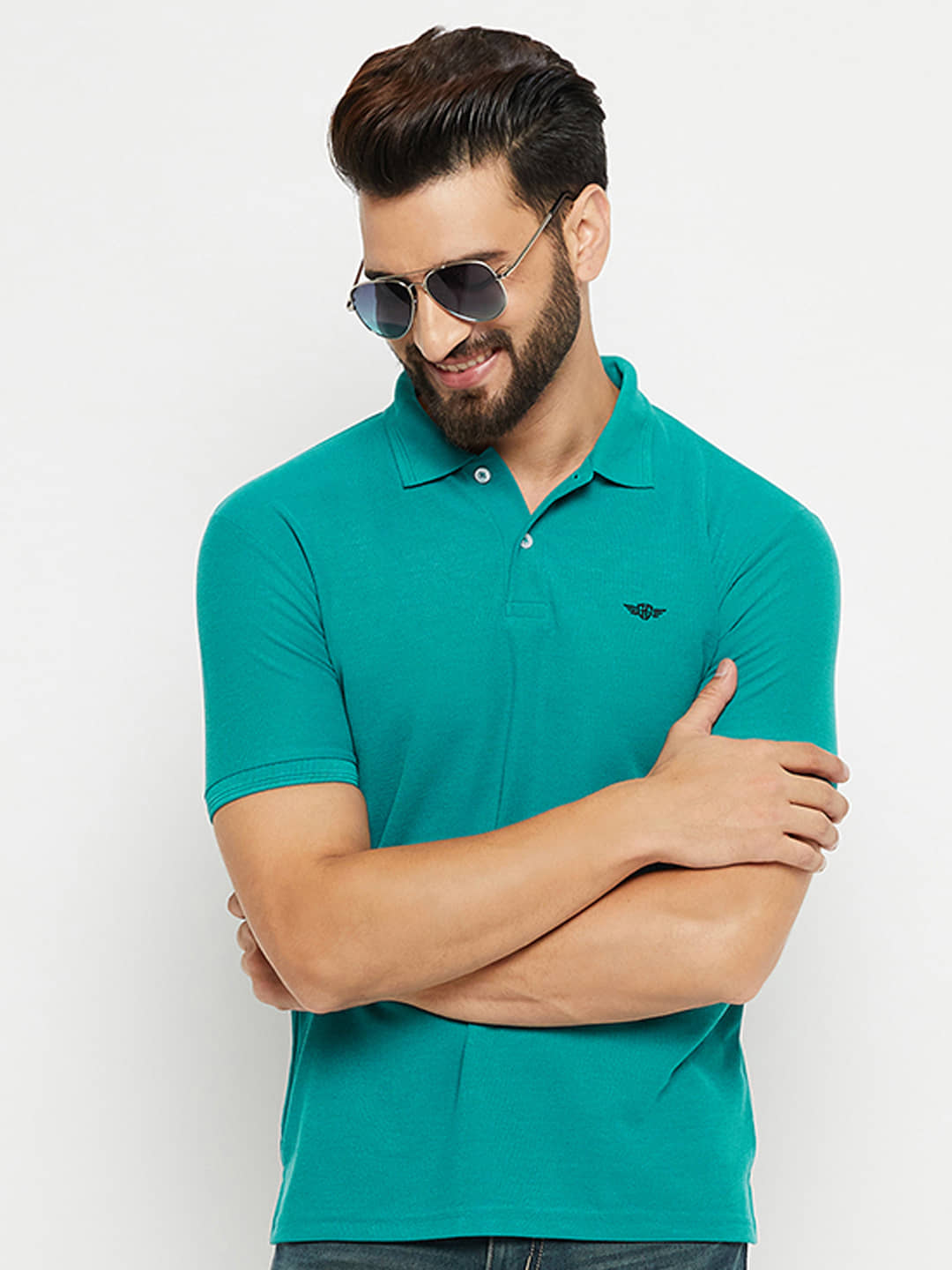 GET GOLF Pack of 1 Cotton Blend Regular Fit Solid Half Sleeves Men's Polo T Shirt ( Green )