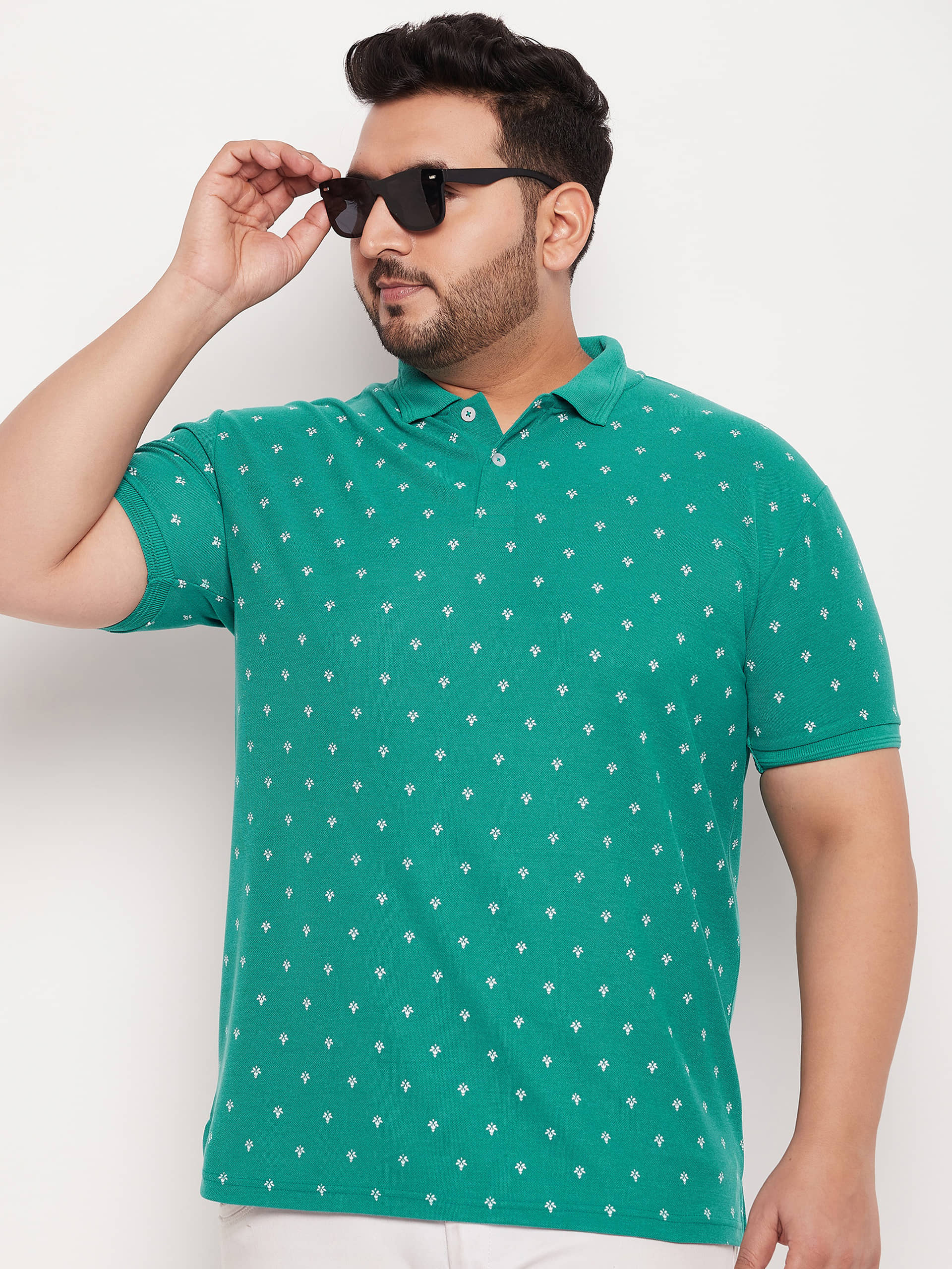 GET GOLF Pack of 1 Cotton Blend Regular Fit Printed Half Sleeves Men's Polo T Shirt ( Green )