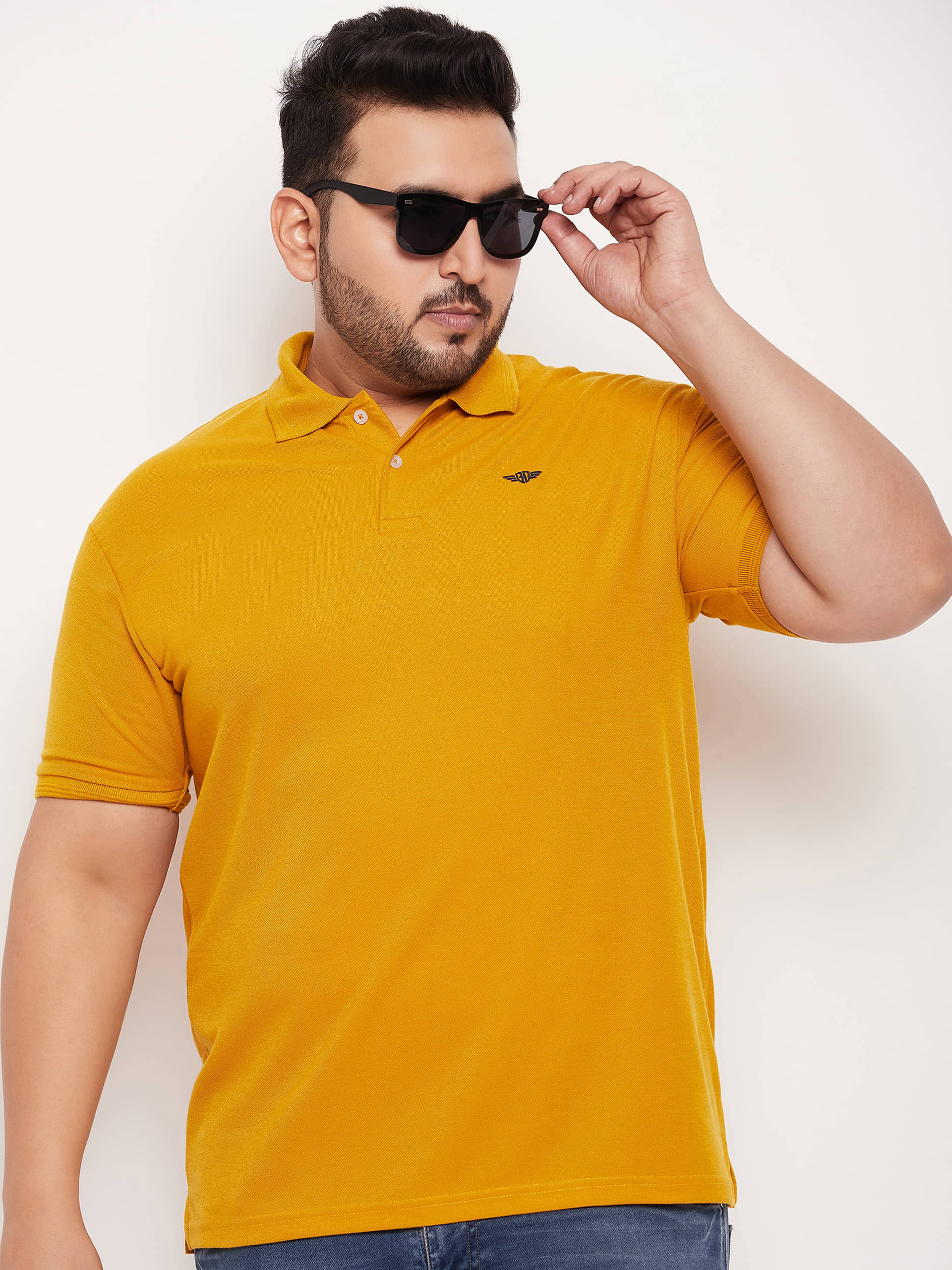 GET GOLF Pack of 1 Cotton Blend Regular Fit Solid Half Sleeves Men's Polo T Shirt ( Mustard )
