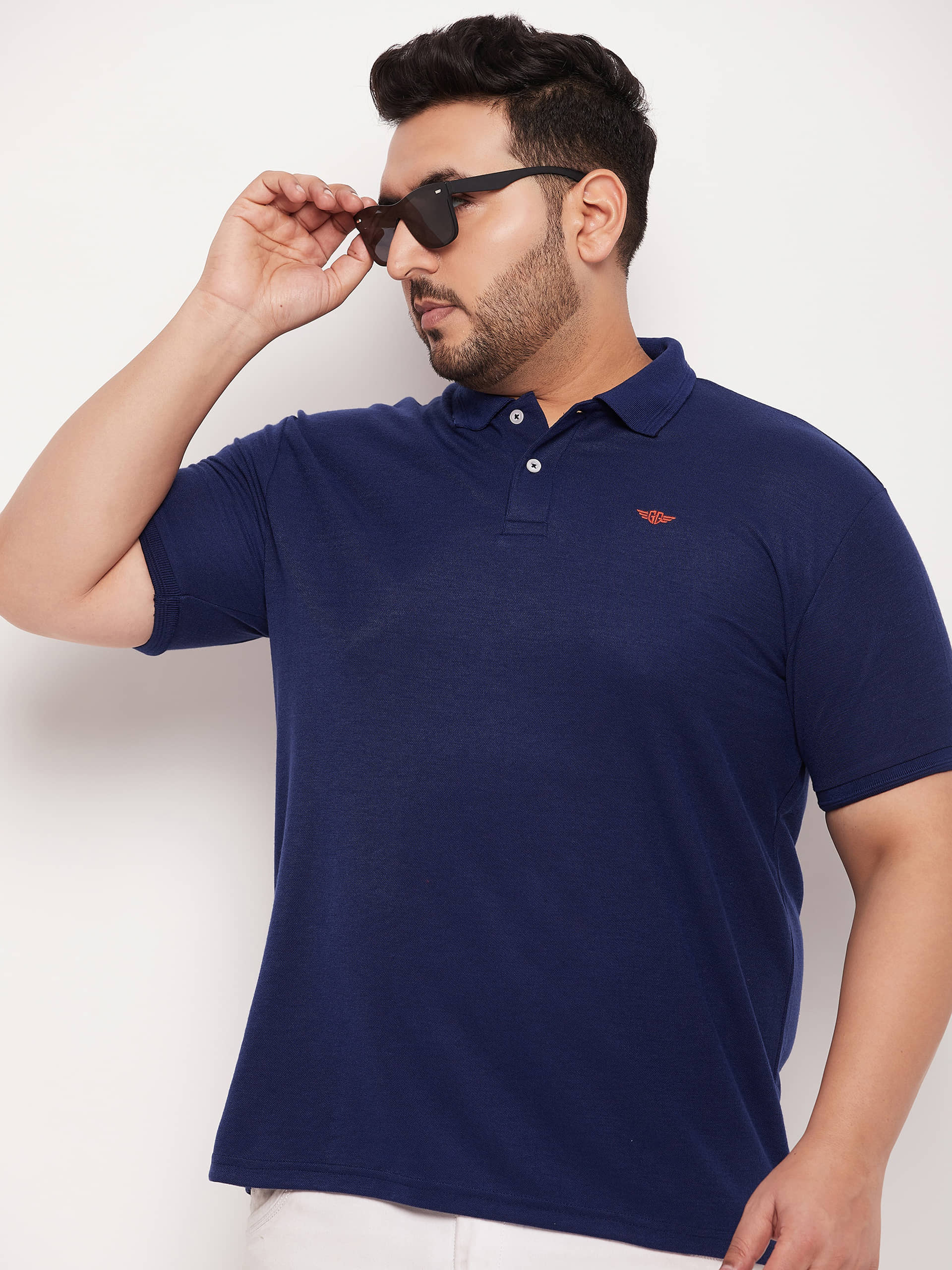 GET GOLF Pack of 1 Cotton Blend Regular Fit Solid Half Sleeves Men's Polo T Shirt ( Navy )