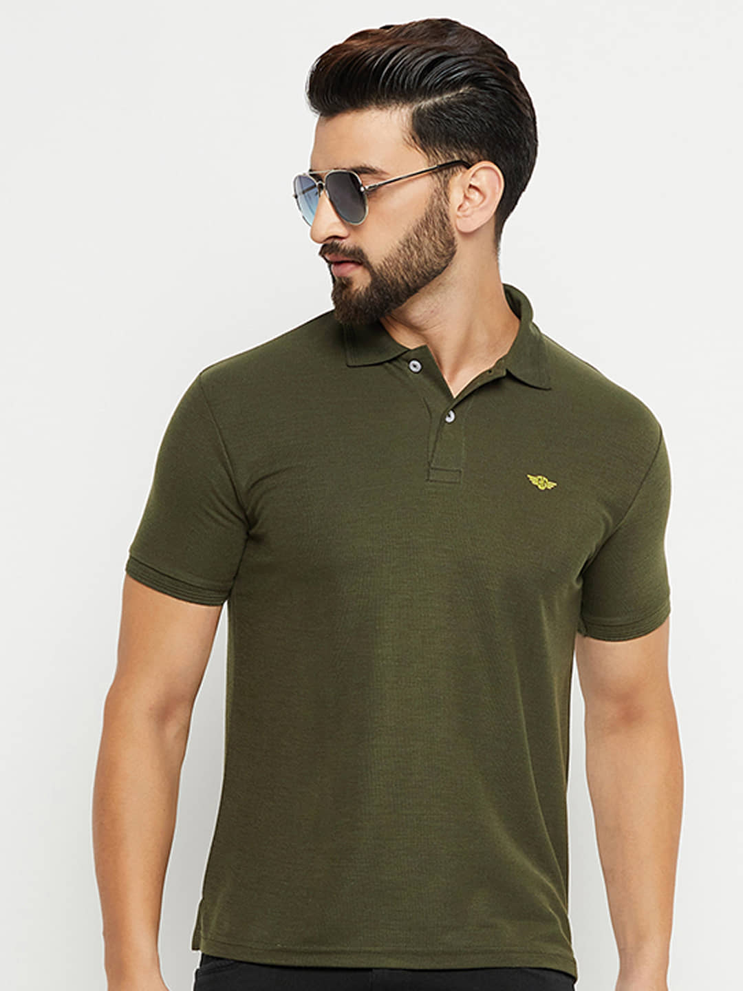 GET GOLF Pack of 1 Cotton Blend Regular Fit Solid Half Sleeves Men's Polo T Shirt ( Olive )