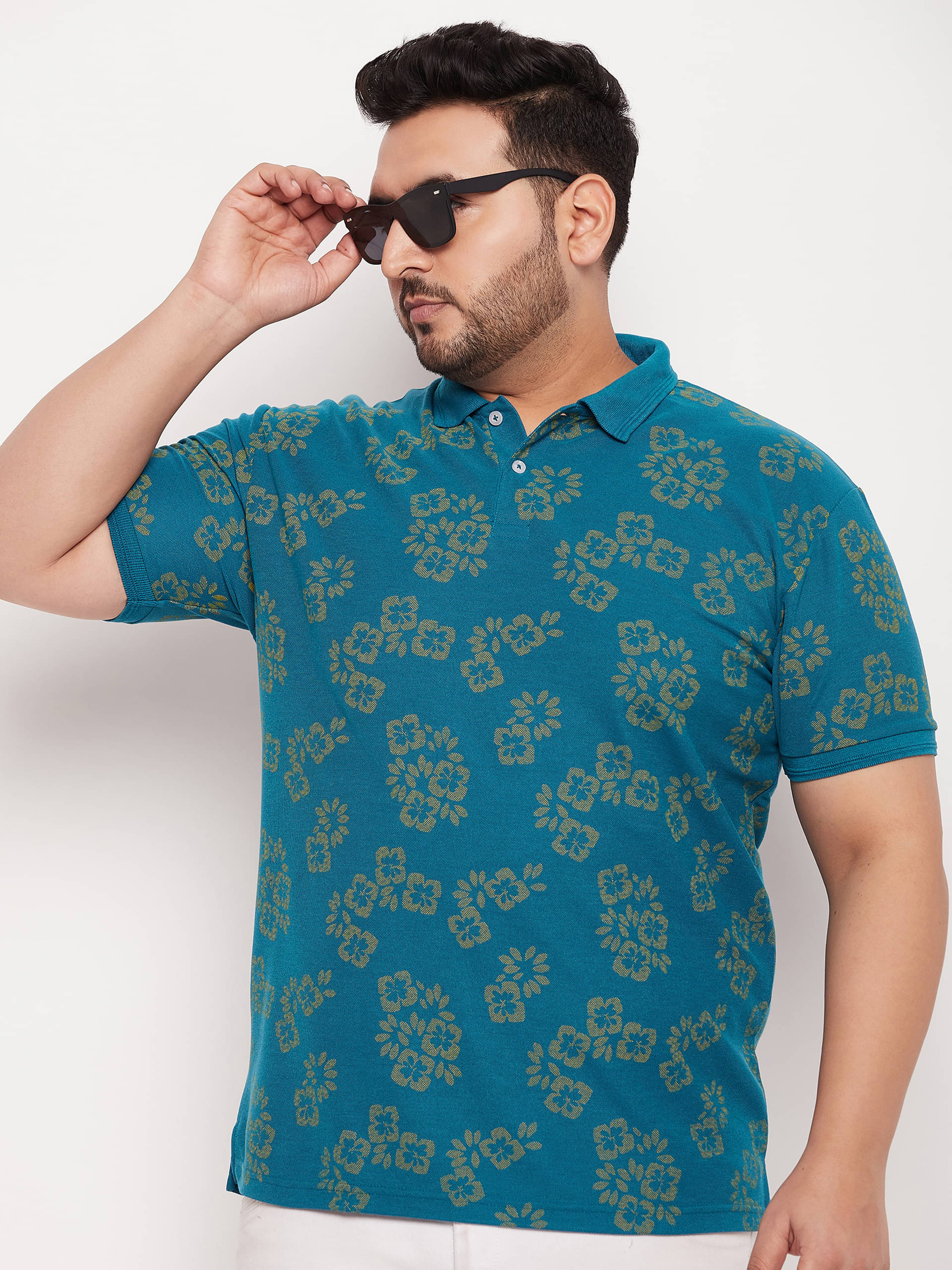 GET GOLF Pack of 1 Cotton Blend Regular Fit Printed Half Sleeves Men's Polo T Shirt ( Teal Blue ) GET GOLF Pack of 1 Cotton Blend Regular Fit Printed Half Sleeves Men's Polo T Shirt ( Teal Blue )