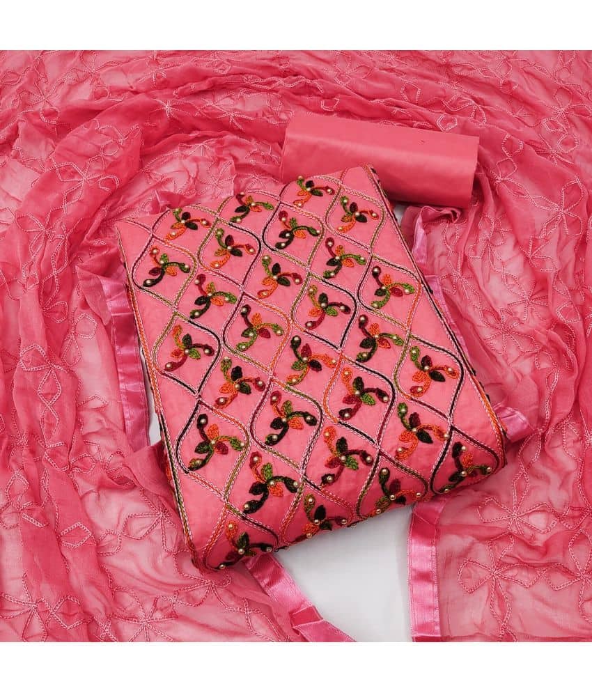 Gazal Fashions - Unstitched Pink Cotton Blend Dress Material ( Pack of 1 ) - Unstitched Fabrics | Buy online on ZillyBuy